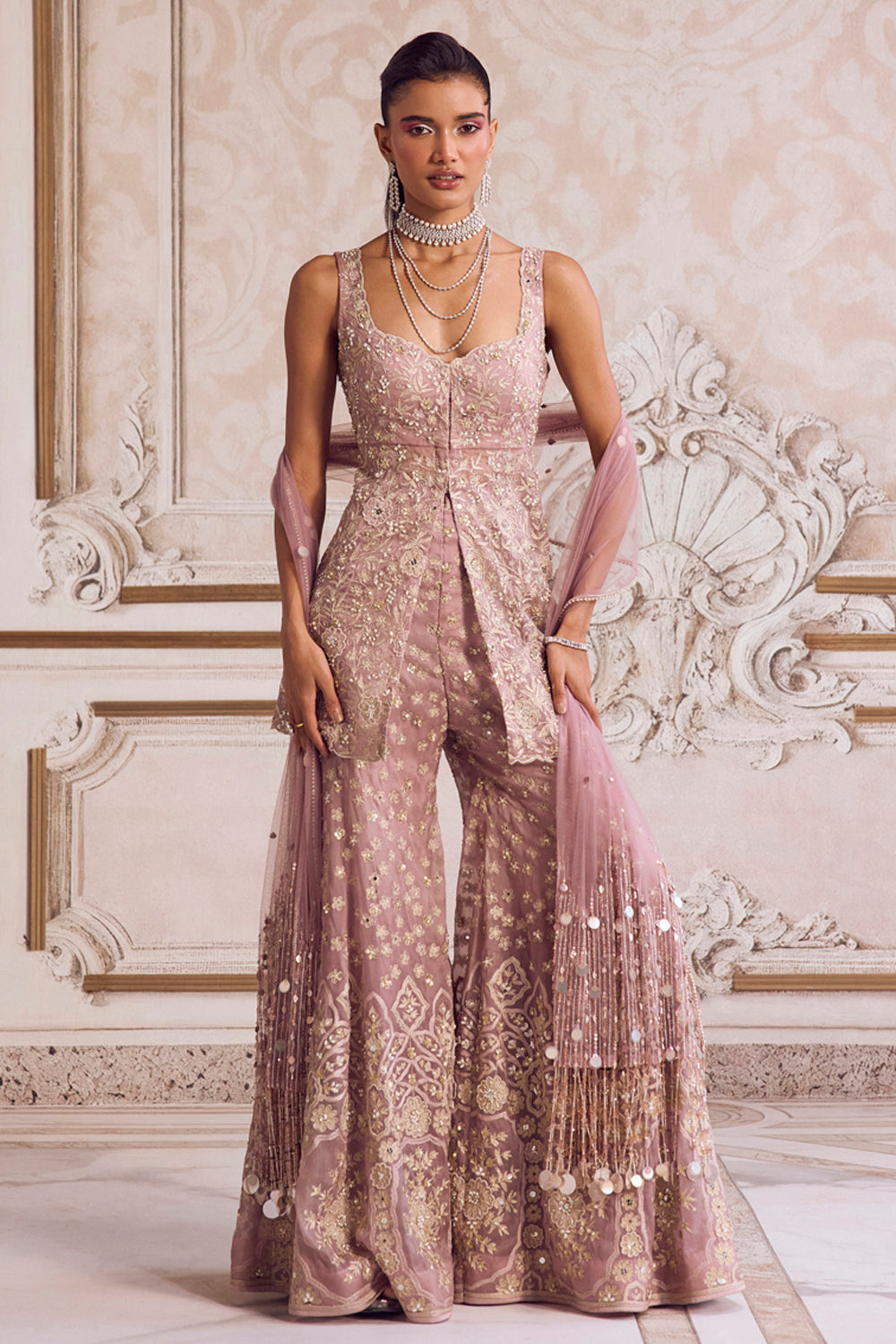 Champagne Rose Peplum Set