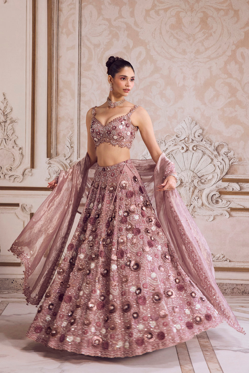 Champagne Rose Lehenga With Blouse Set