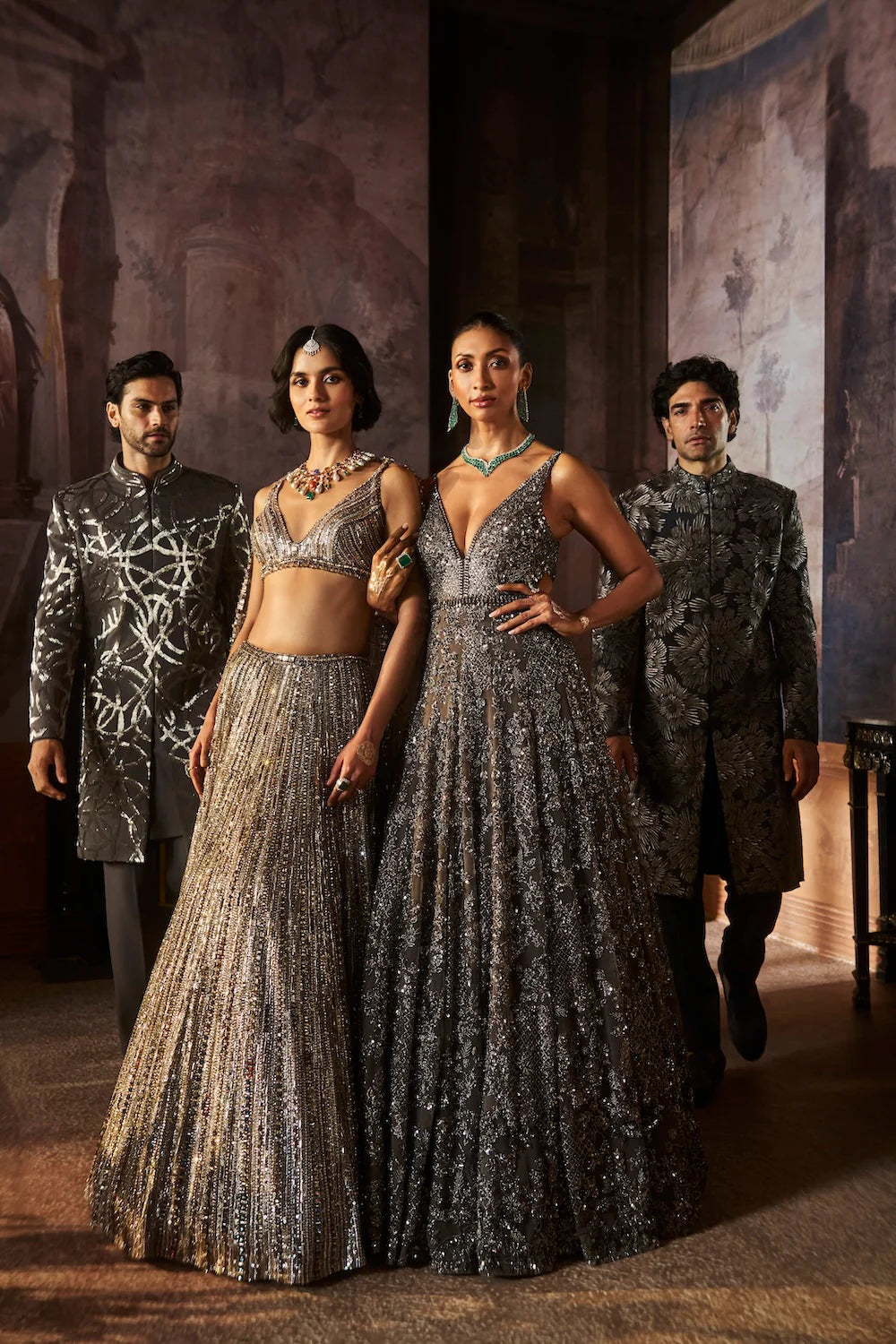 Charcoal Silver Sherwani Set