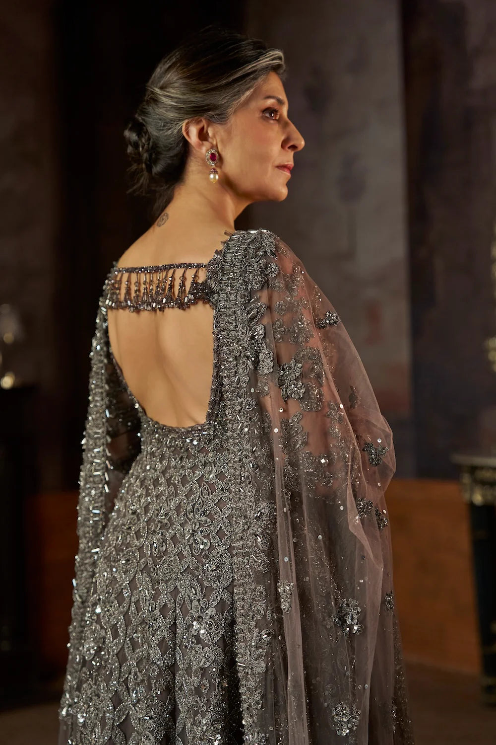 Charcoal Jacket Lehenga Set
