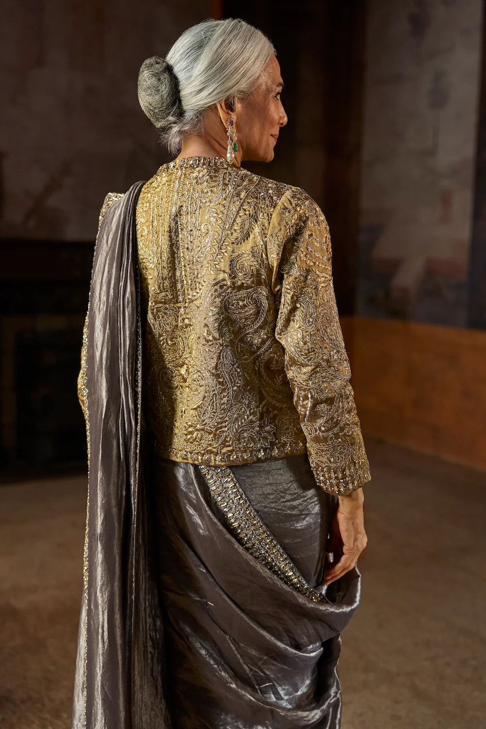 Grey Tissue Saree