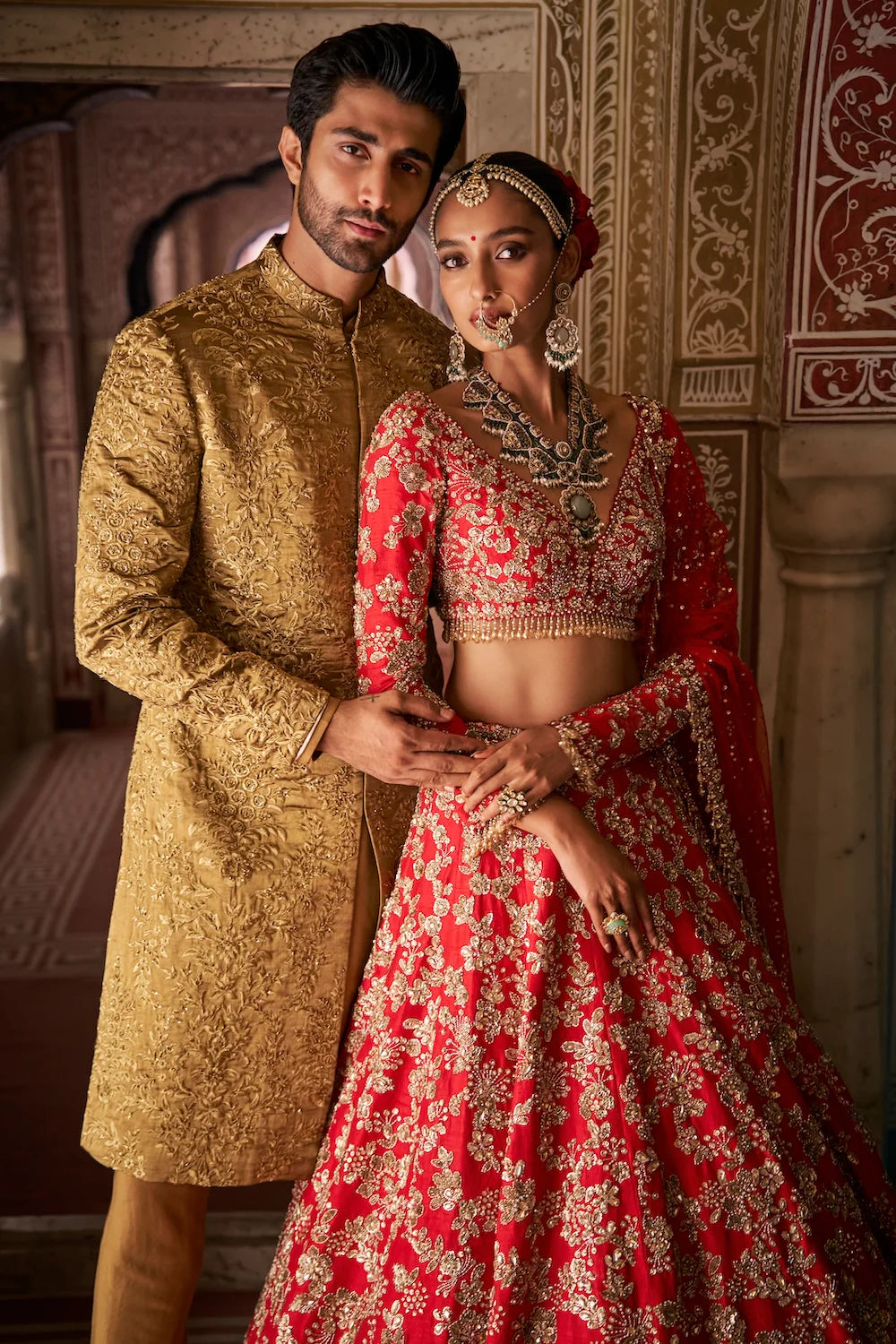 Antique Gold Sherwani Set