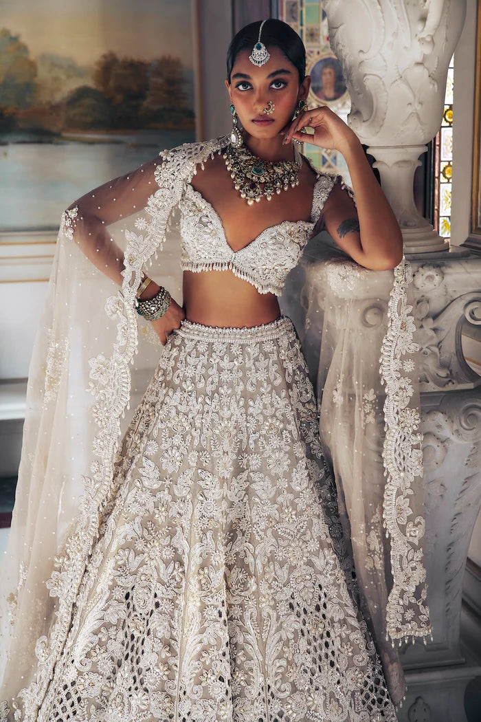 Nude Pearl Cut Work Lehenga Set