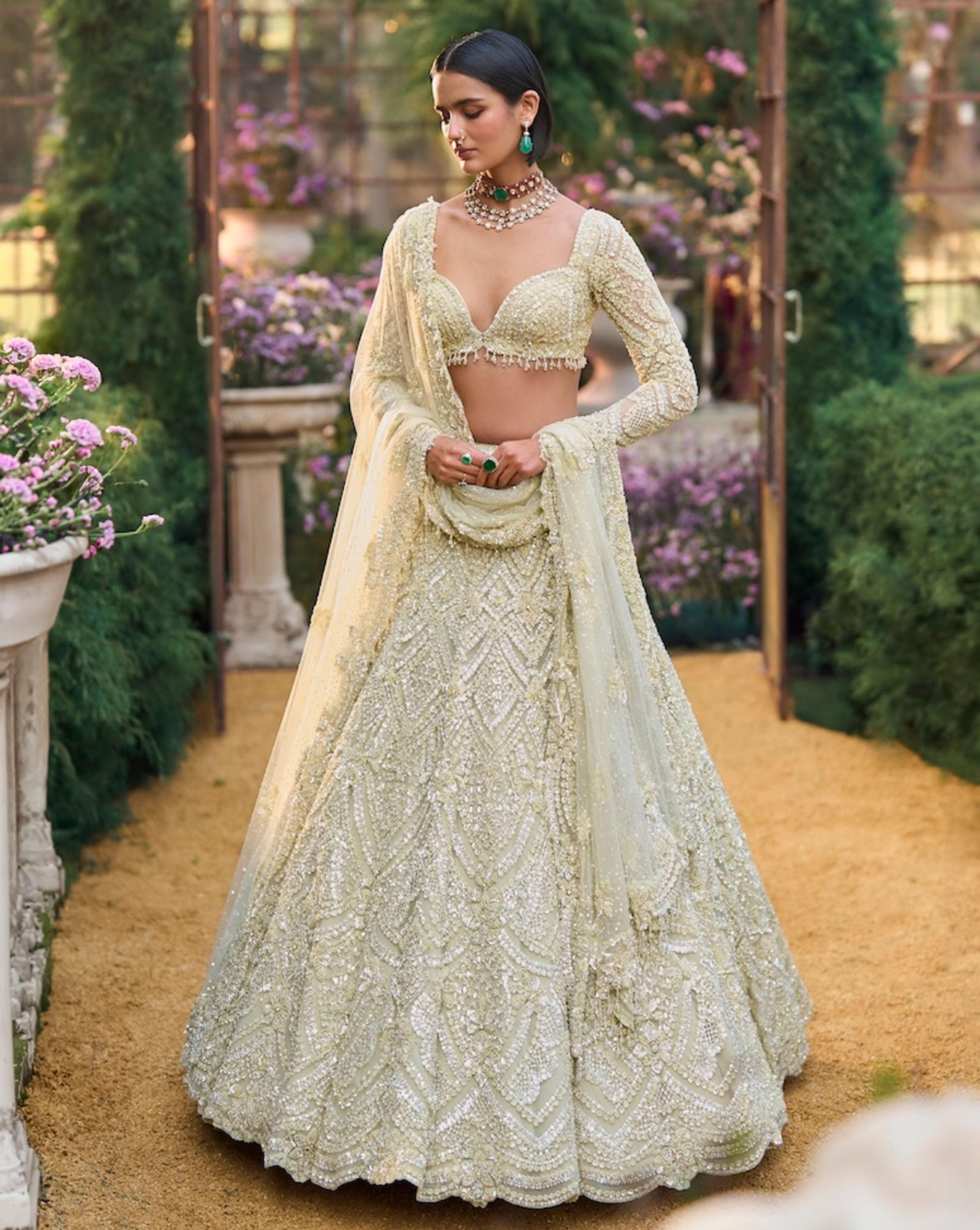 Sage Green Sequin Lehenga Set