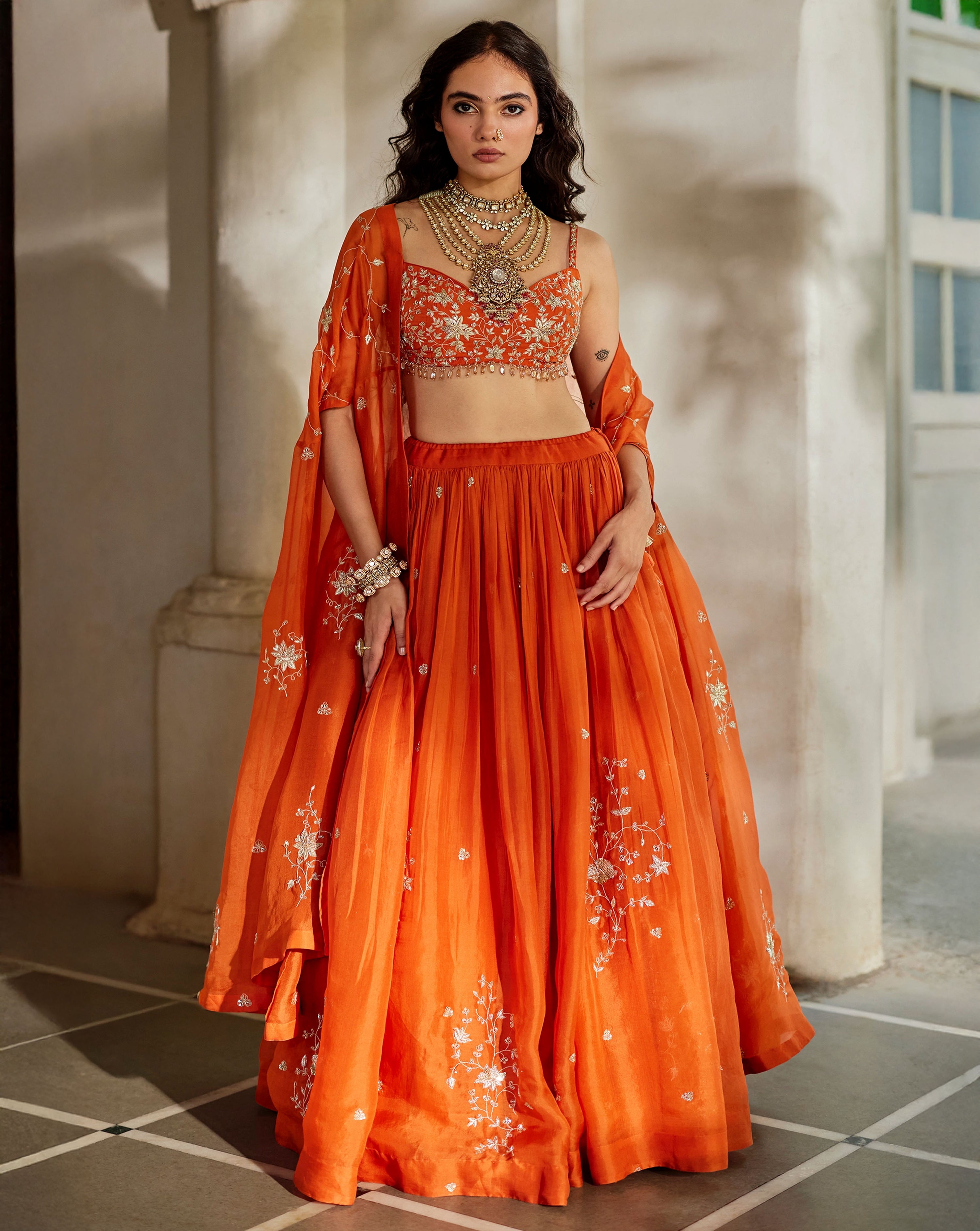 Sara Cape Lehenga Set