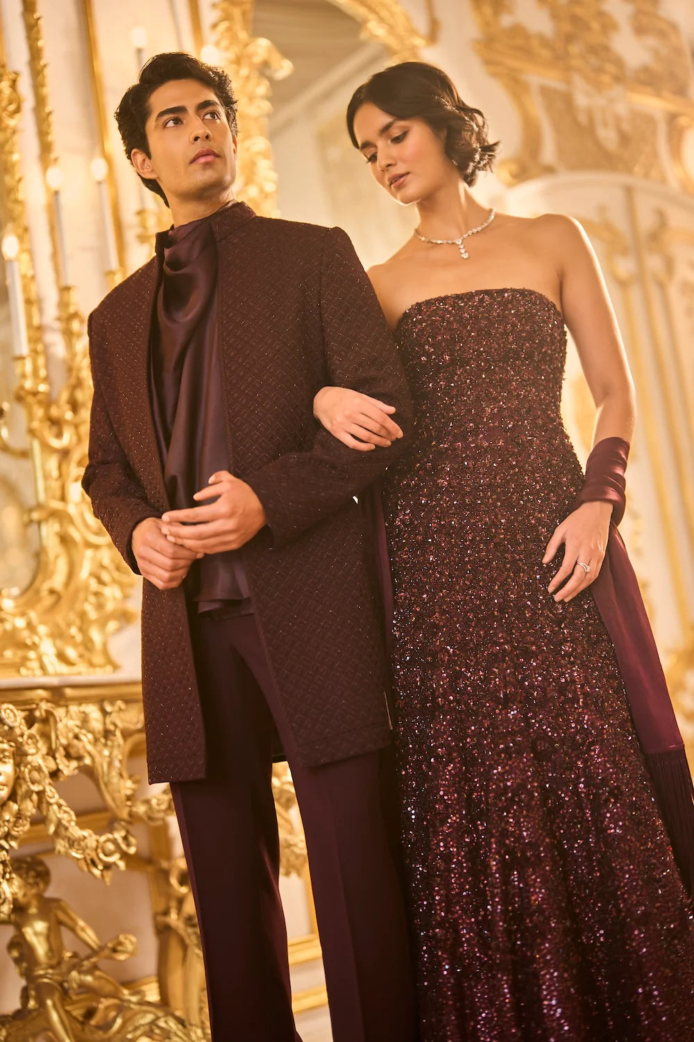 Wine Open Sherwani Set