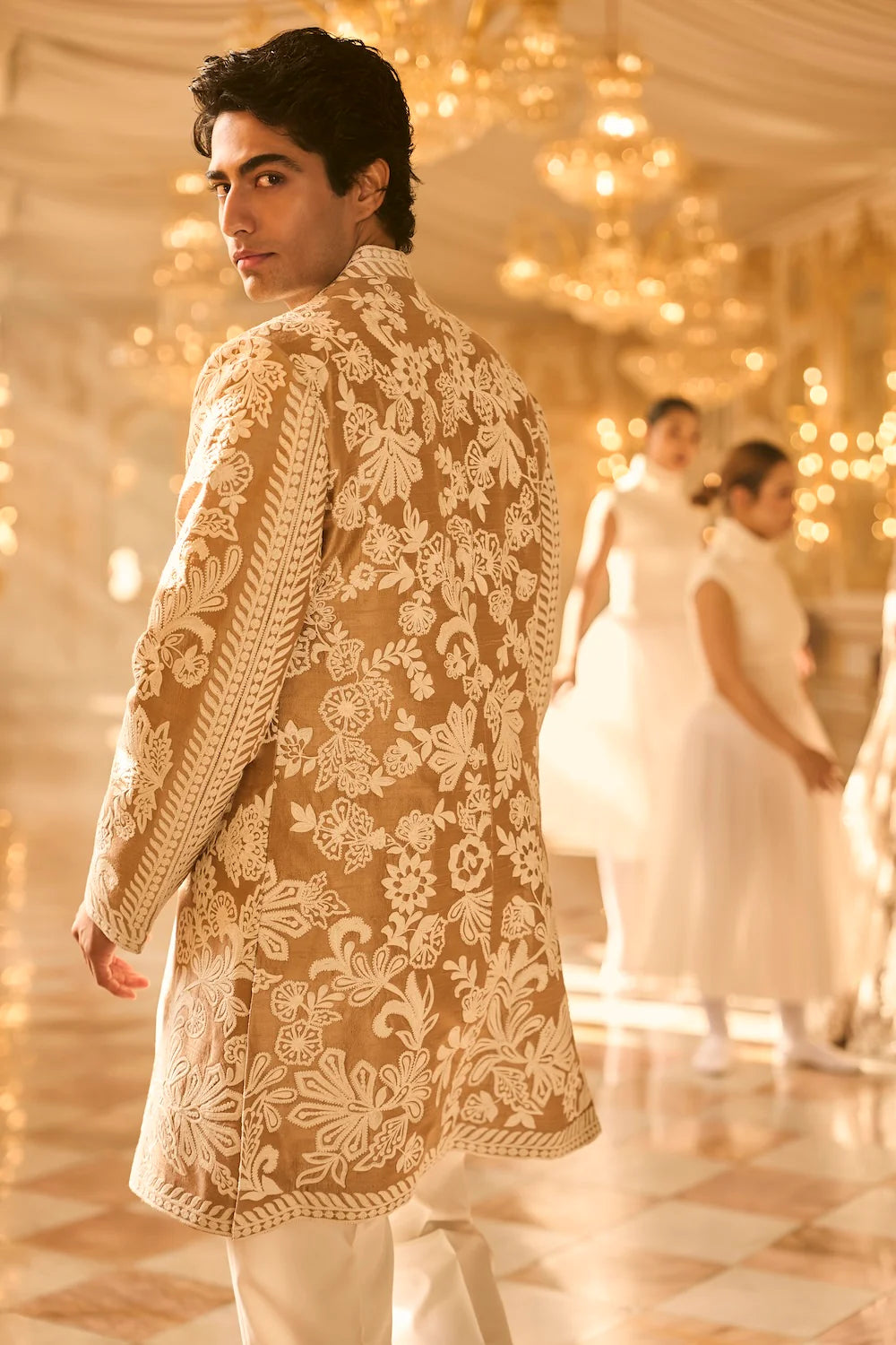 Nude Open Sherwani Set