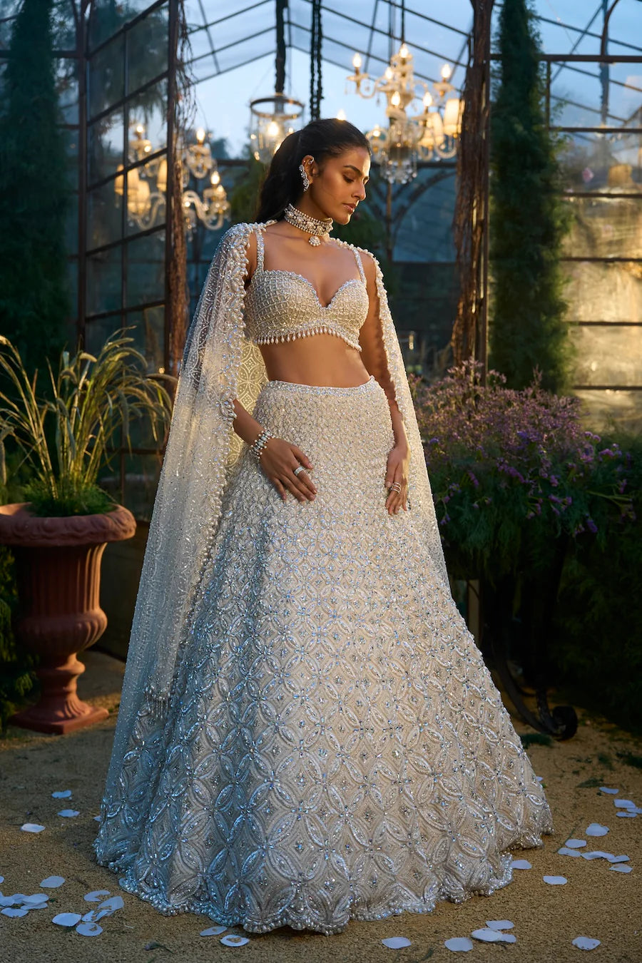Ivory Pearl & Sequin Lehenga Set