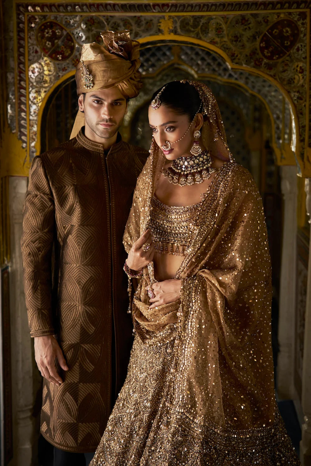 Antique Gold Scalloped Lehenga Set