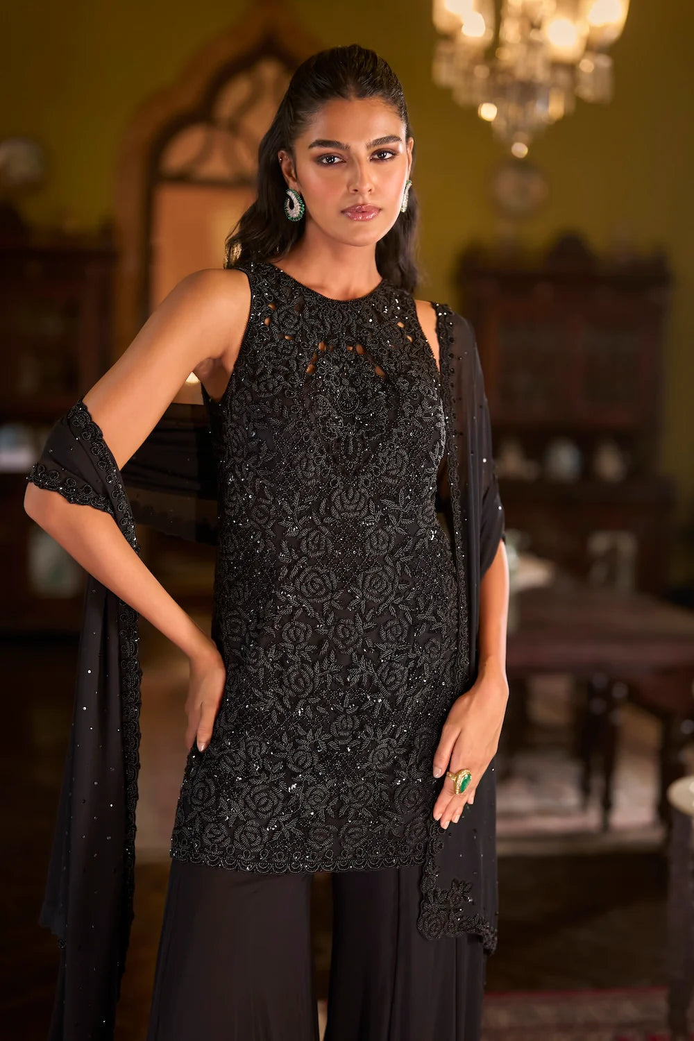 Black Sharara Set