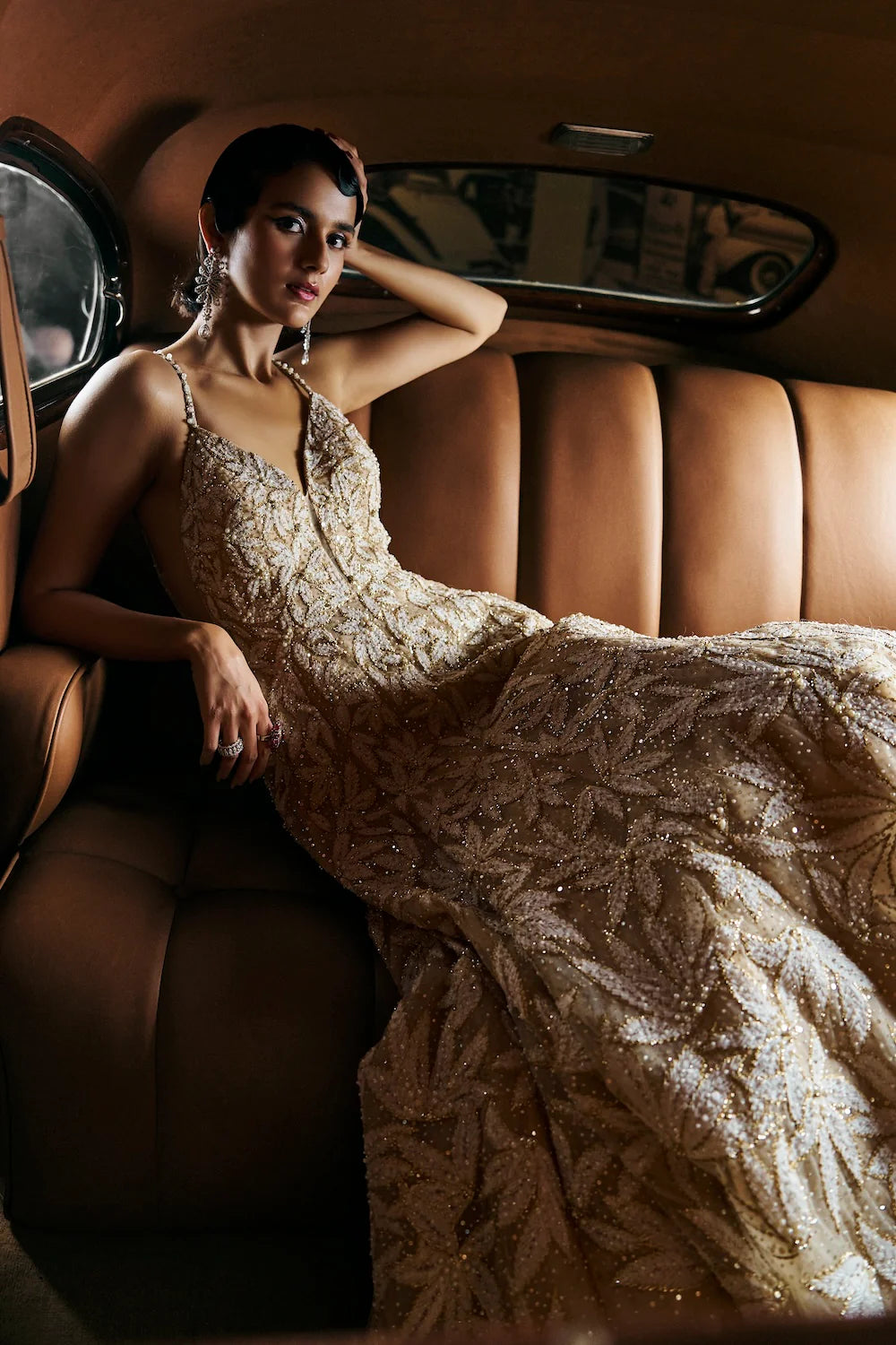 brown leaf dress Cocoa Leaves Gown Teuta Matoshi