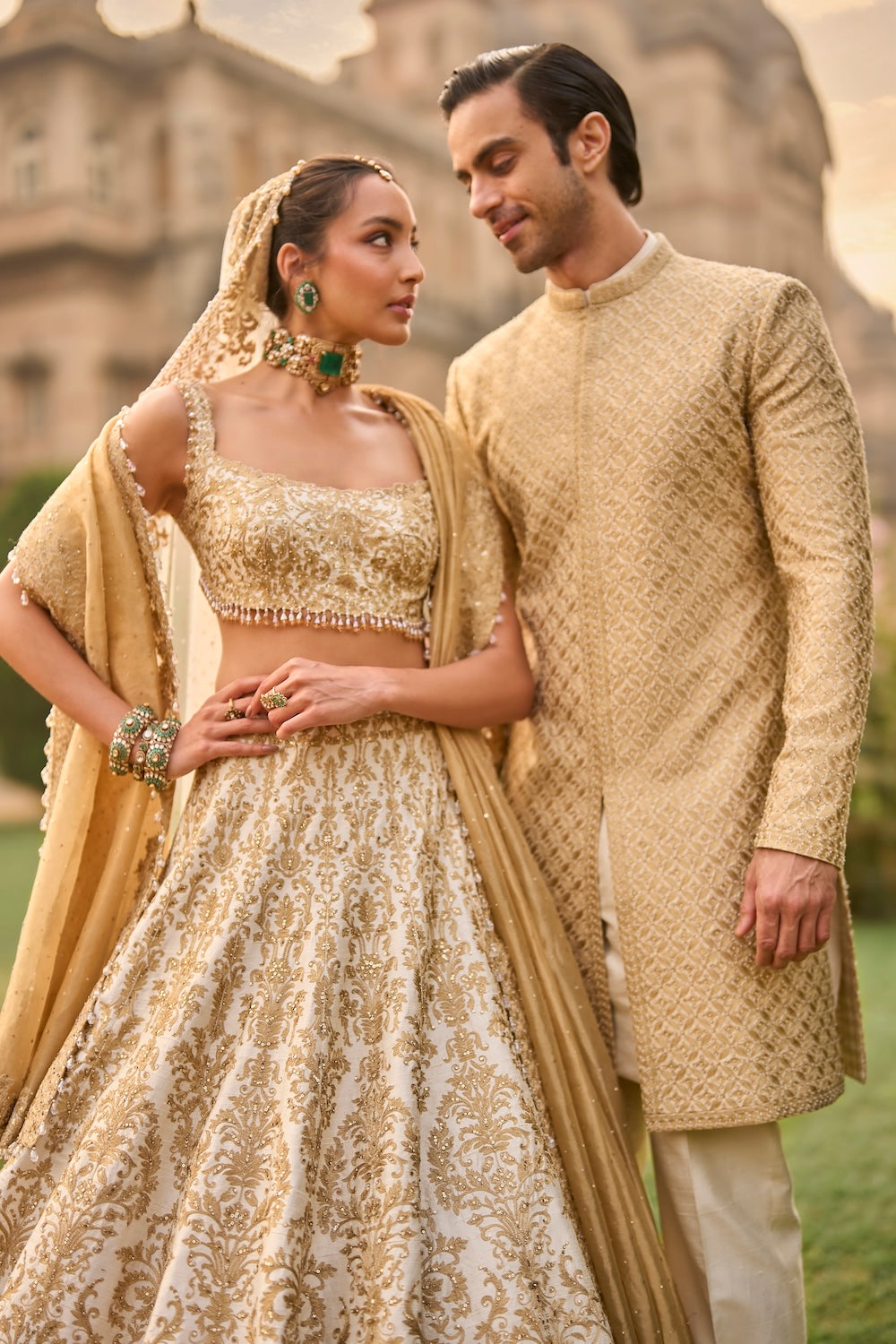 Ivory Gold Sherwani Set
