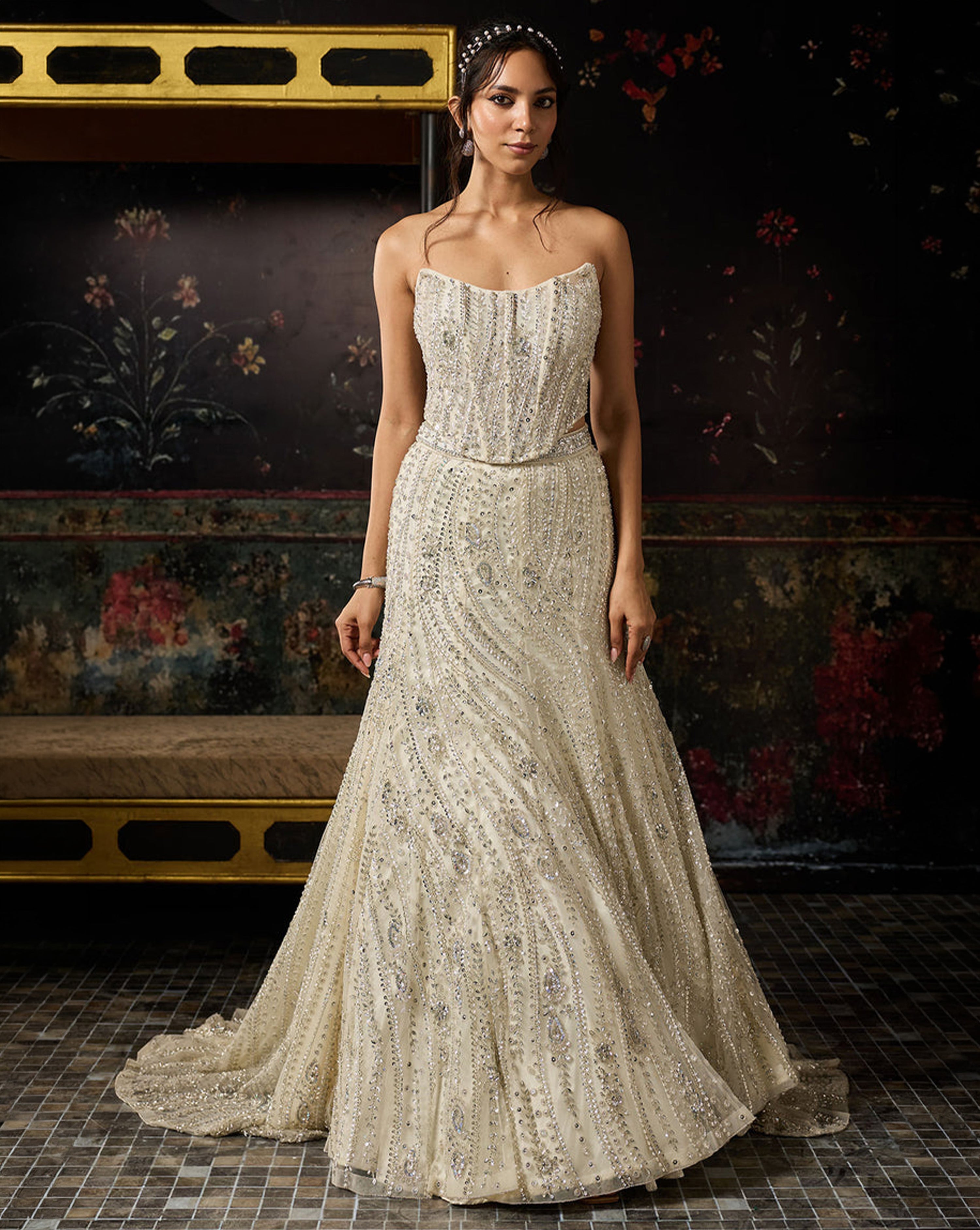 Silver Fully Embellished Mermaid Lehenga Trail Set - Ready to Ship