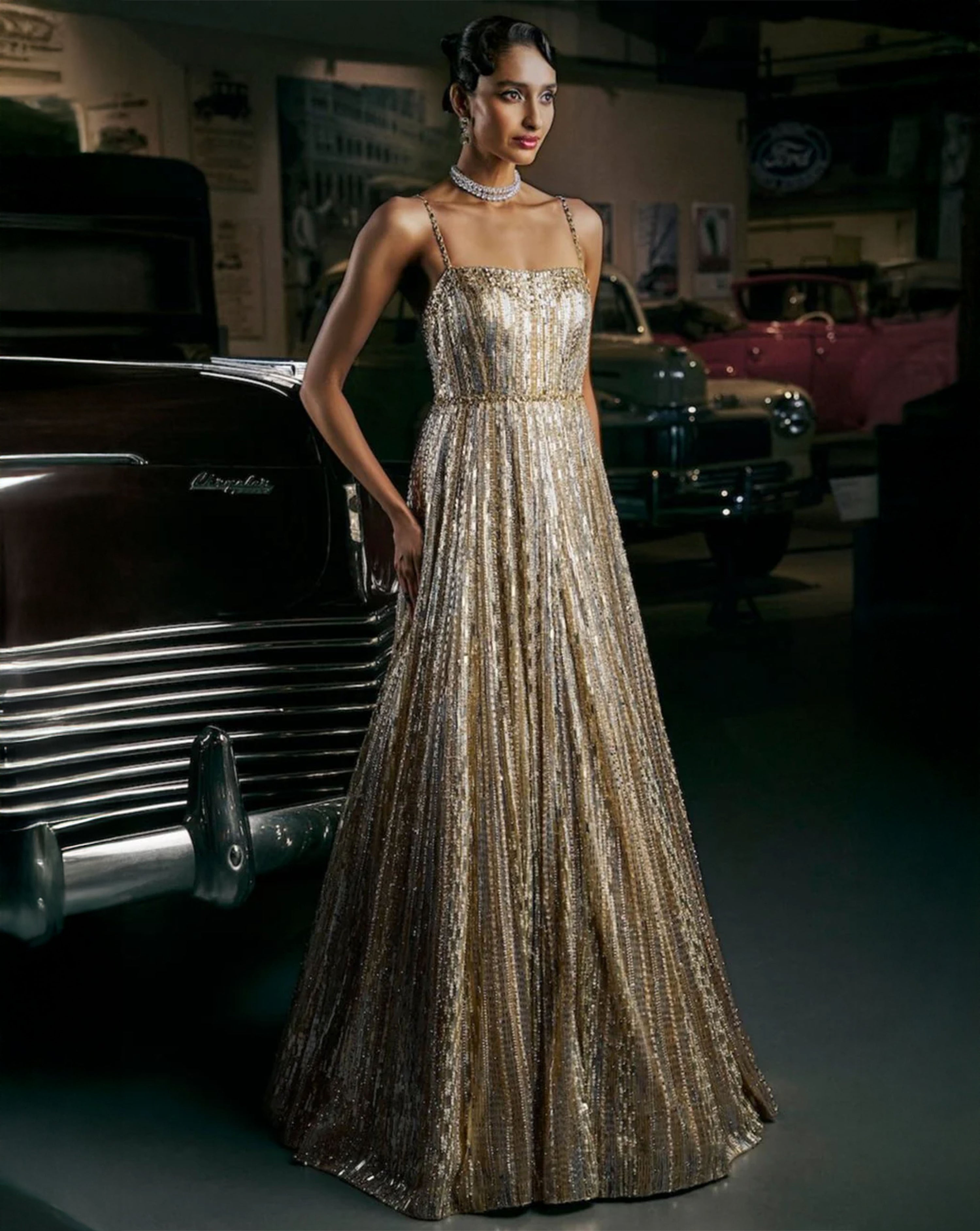 Silver Gold Crystal Gown – Panache by Sharmeen