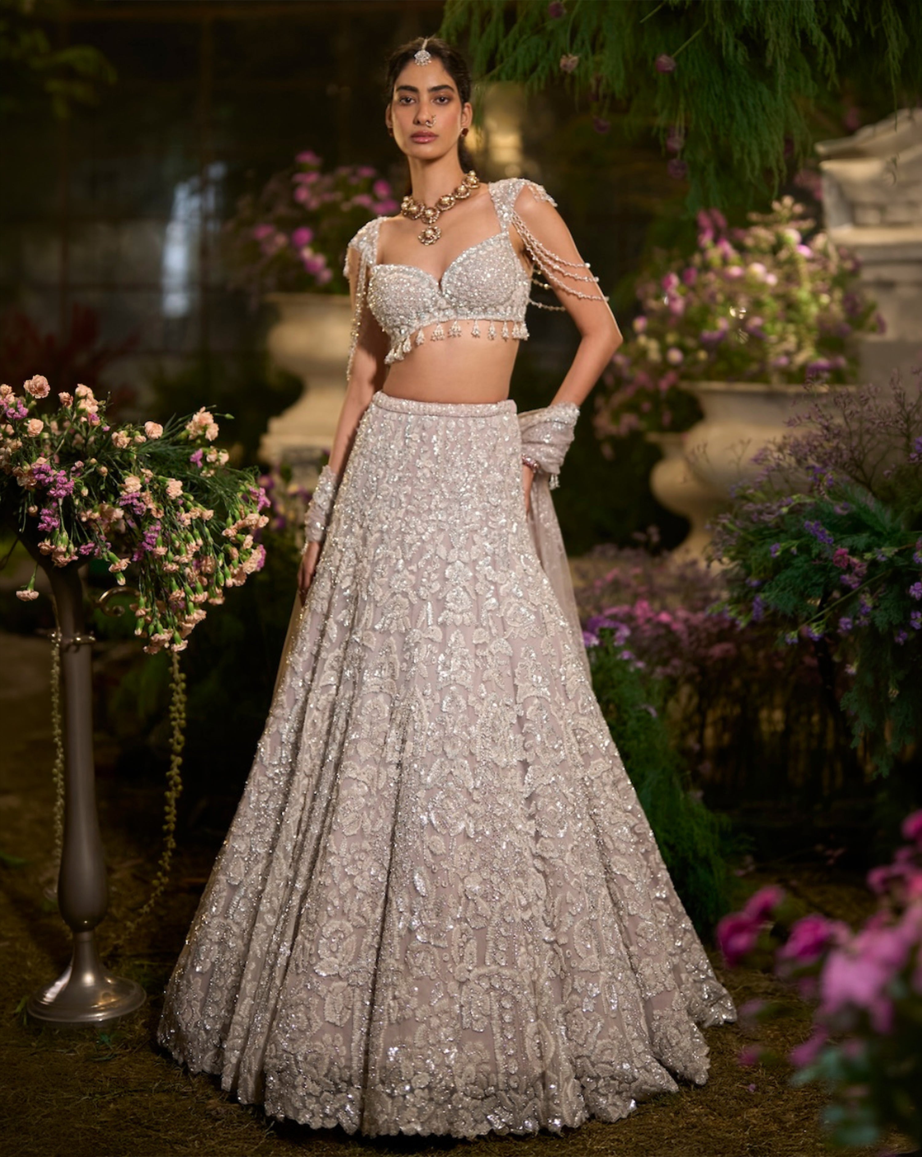 Slate Grey Sequin Lehenga Set