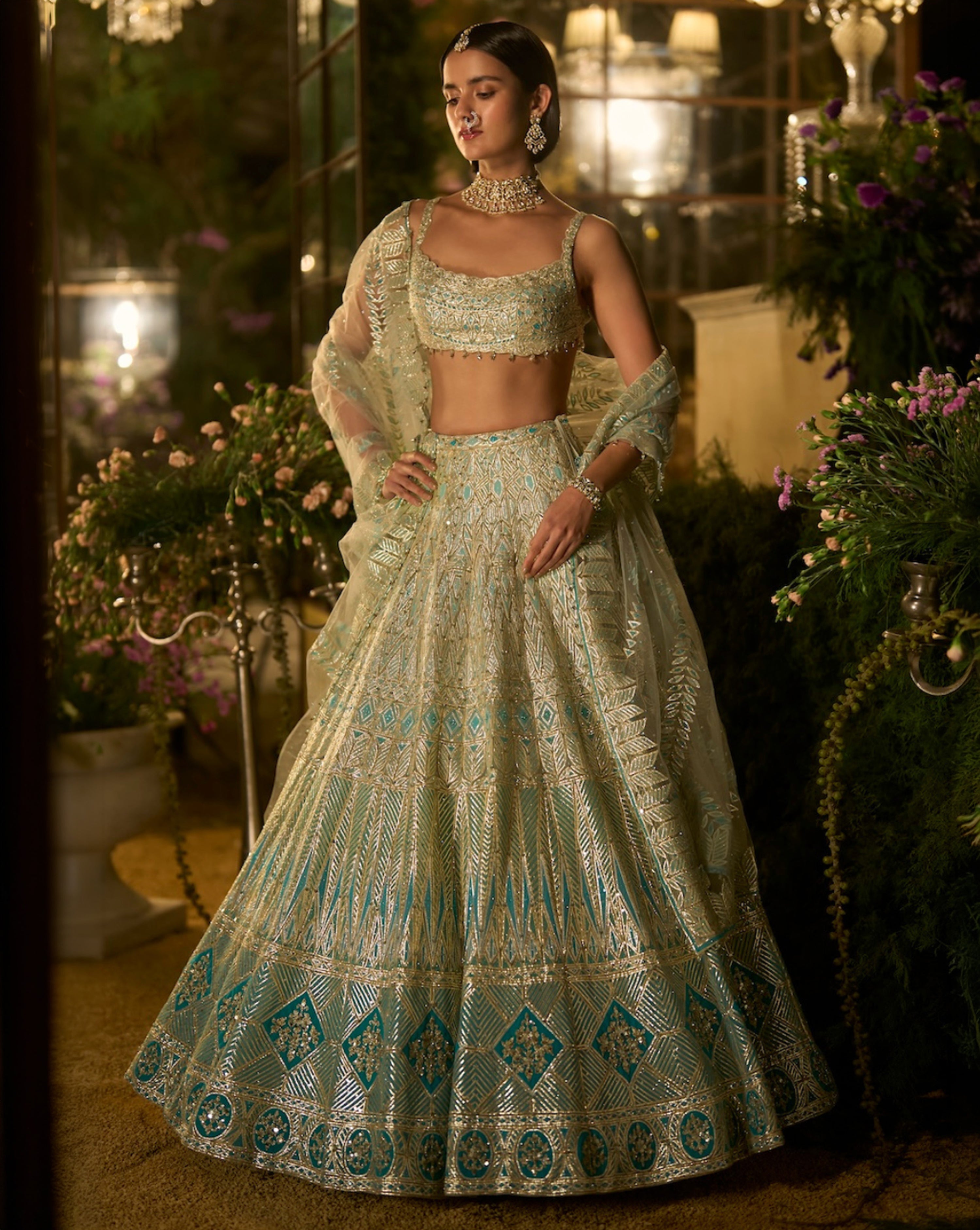 Turquoise Blue Lehenga Set