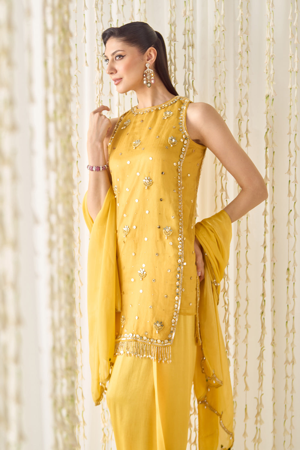 Mustard Kurta With Farsi Salwar Set