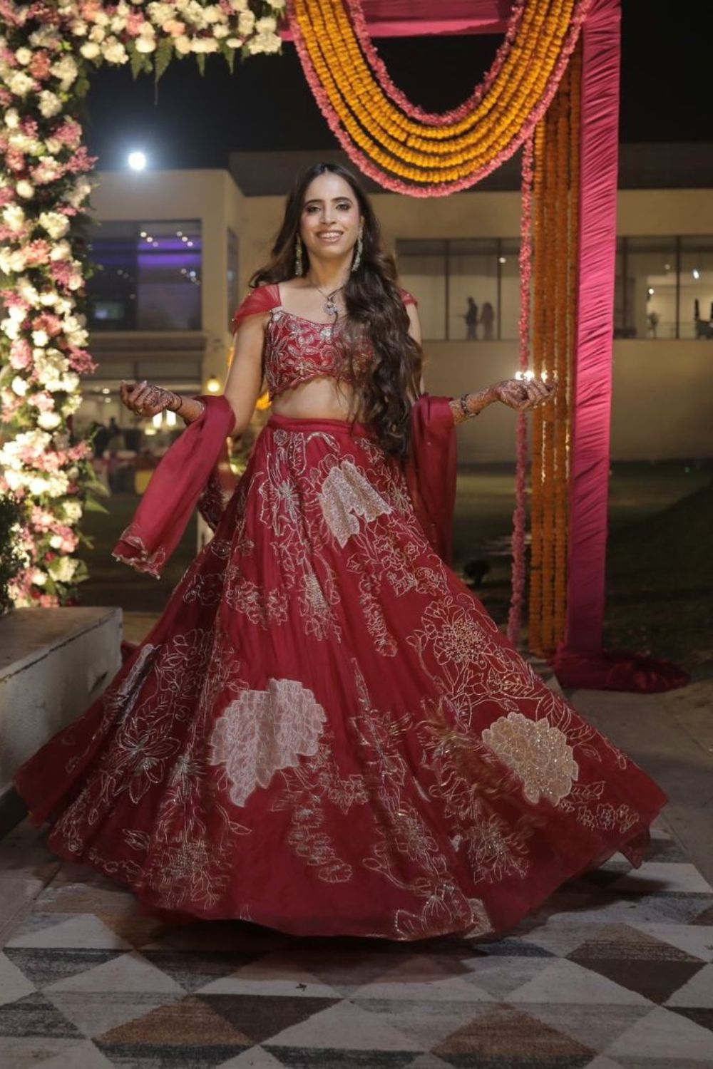 Fuchsia Pink Organza Lehenga Set