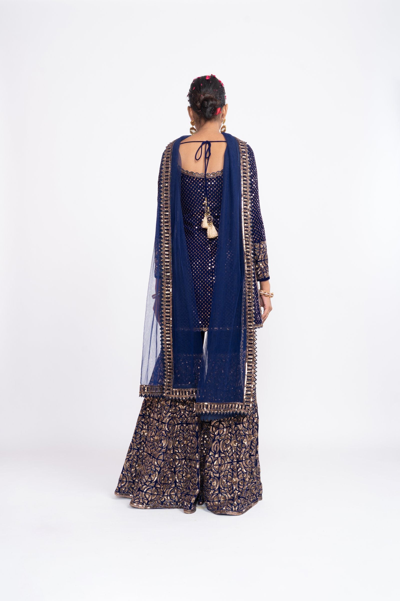 Navy Blue Kurta Sharara Set