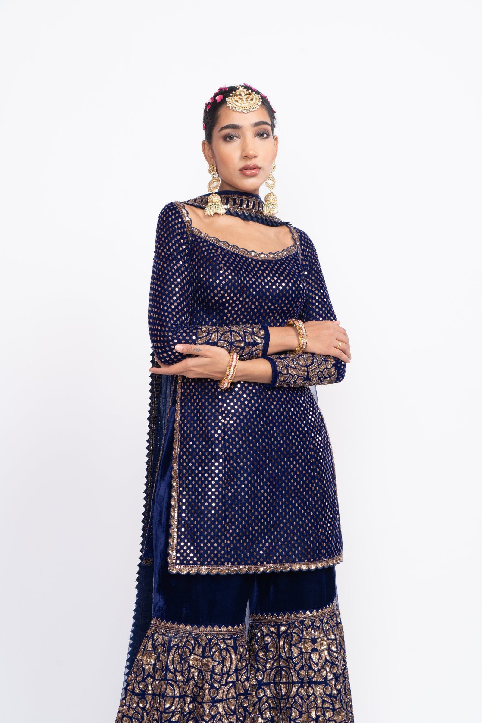 Navy Blue Kurta Sharara Set