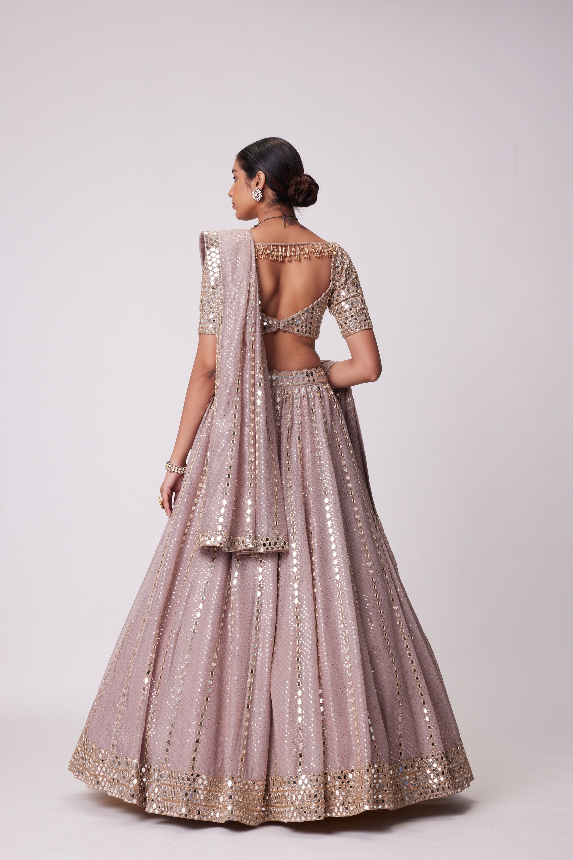 Ash Pink Sequin Embroidered Lehenga Set