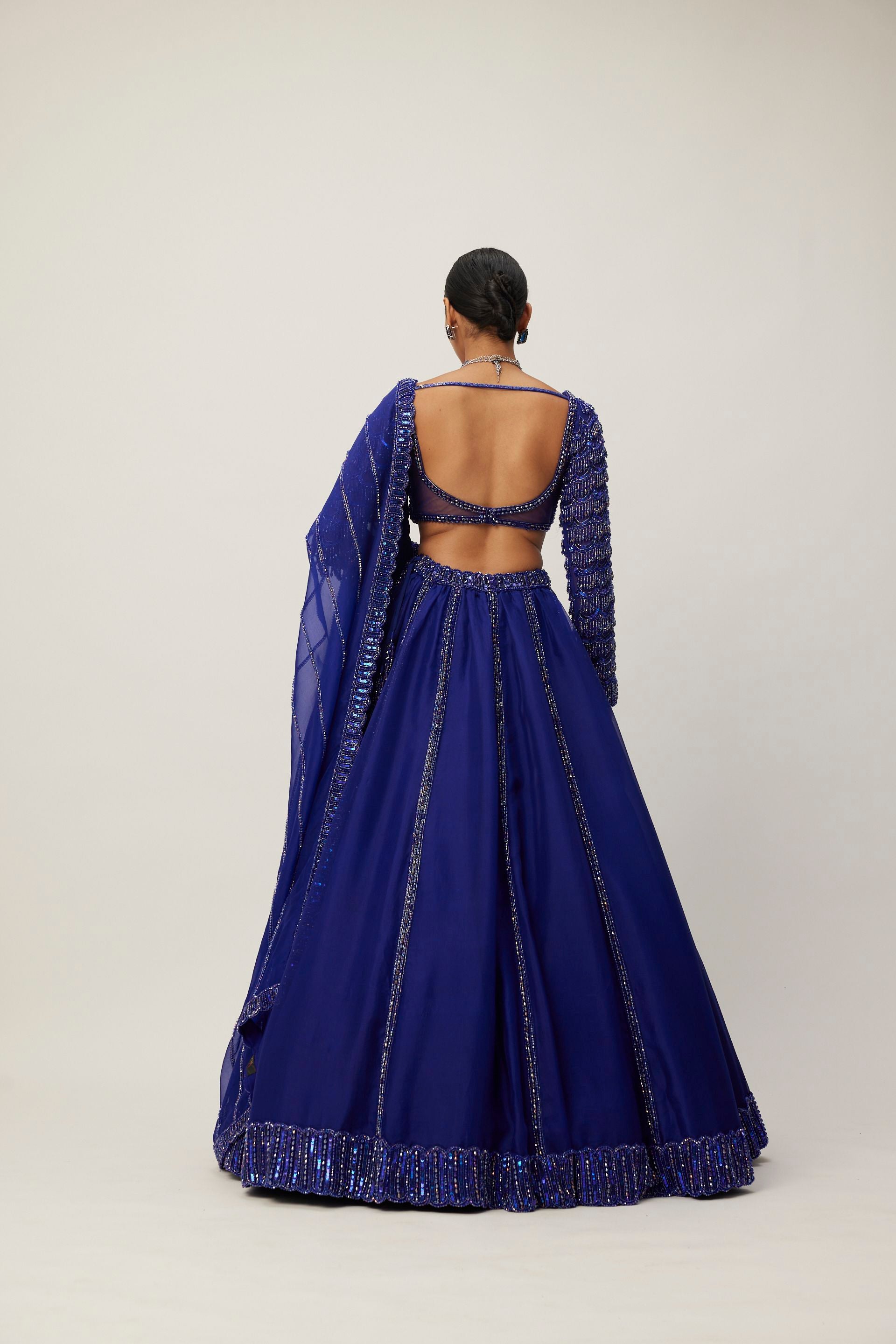 Cocktail Blue Organza Lehenga Set