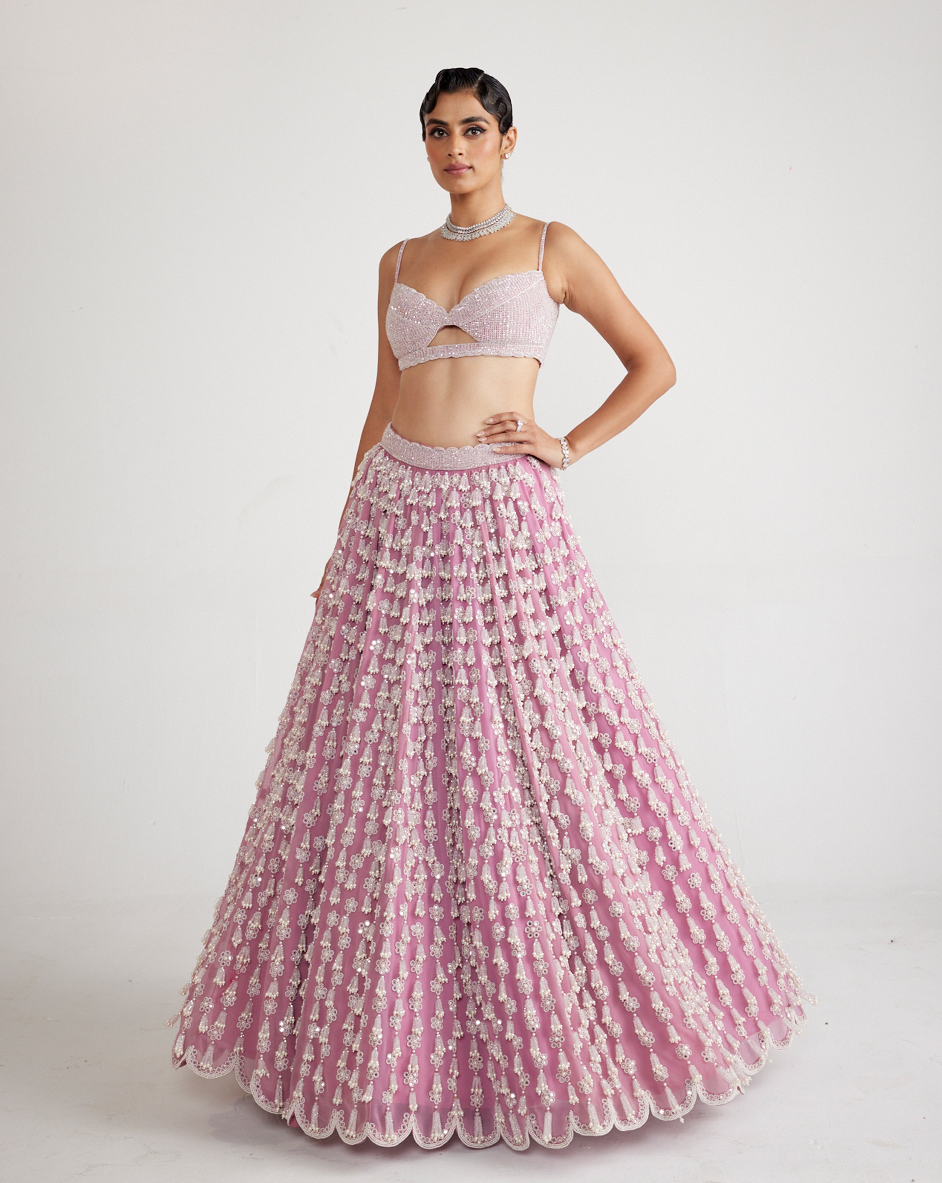 pink Party Wear Designer Crop Top Lehenga at Rs 1900 in Surat | ID:  2851271578591