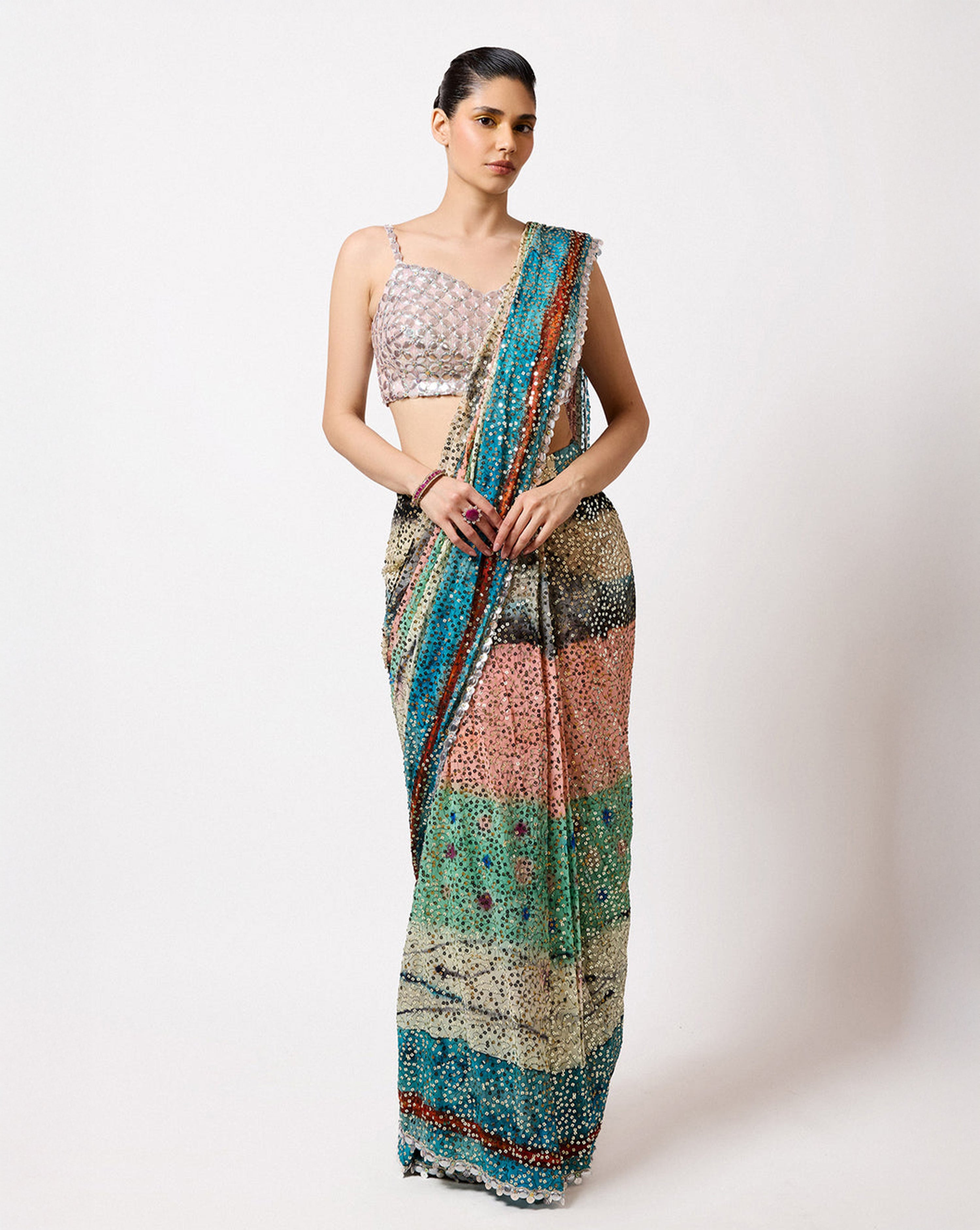 Vinx - Aurora Sequin Tulle Saree Set - Ready to Ship