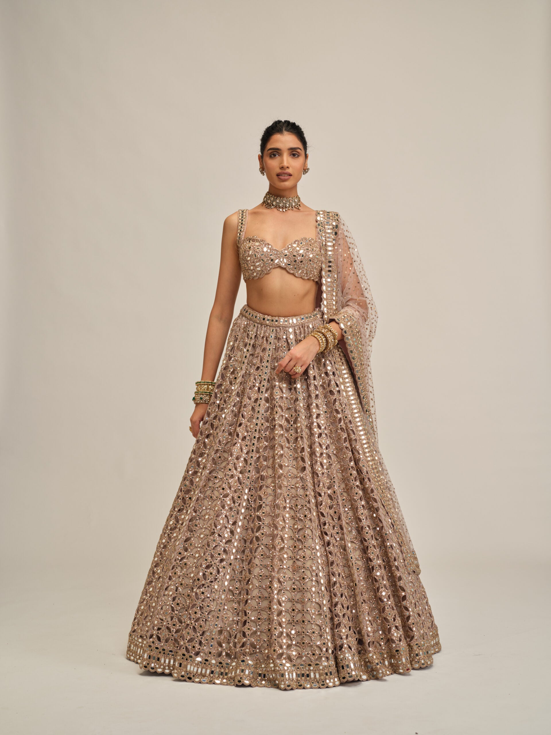 Ash Pink Circular Cutwork Lehenga Set 1