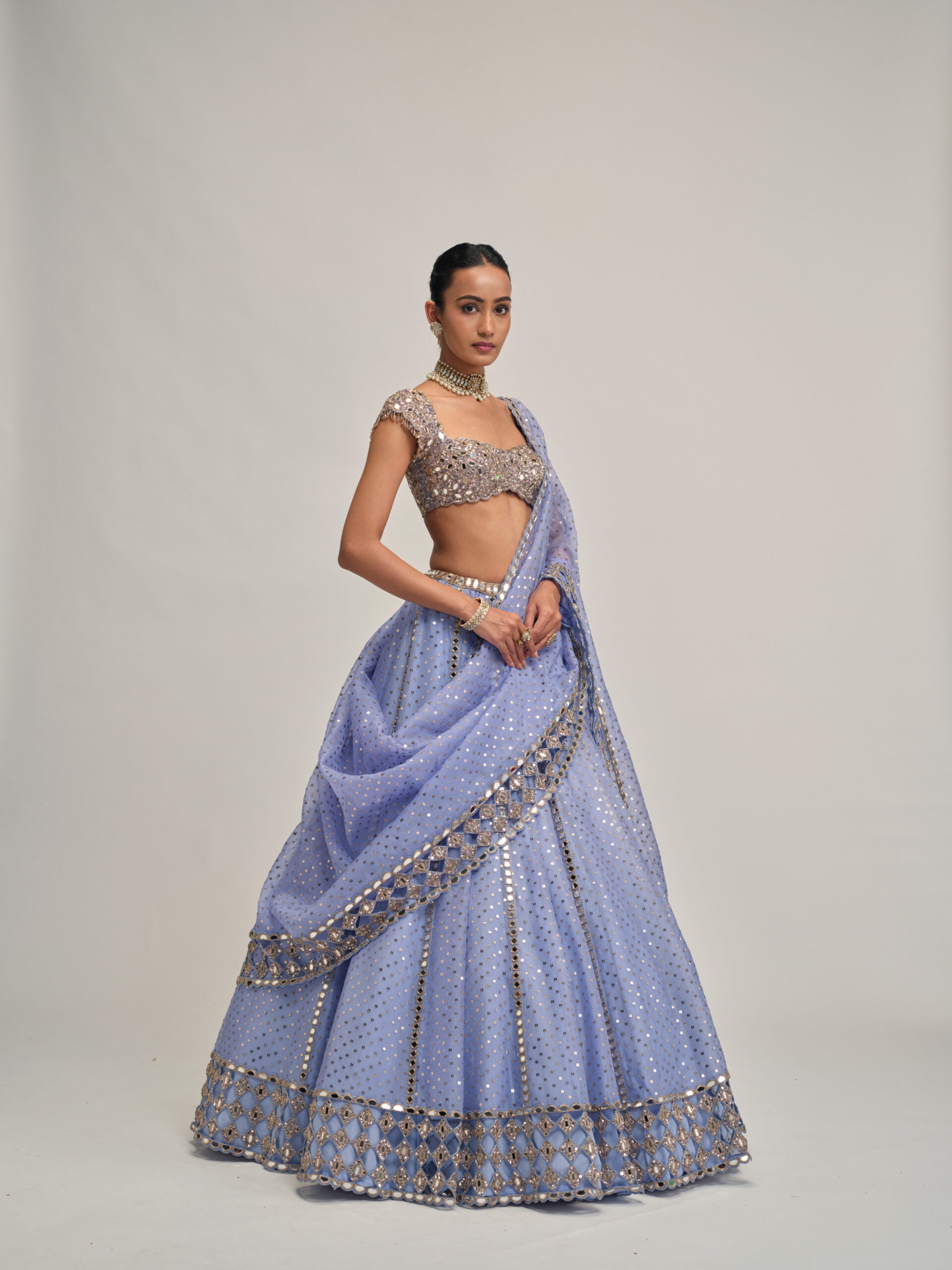 Dew Blue Sequins Embroidered Lehenga Set 5