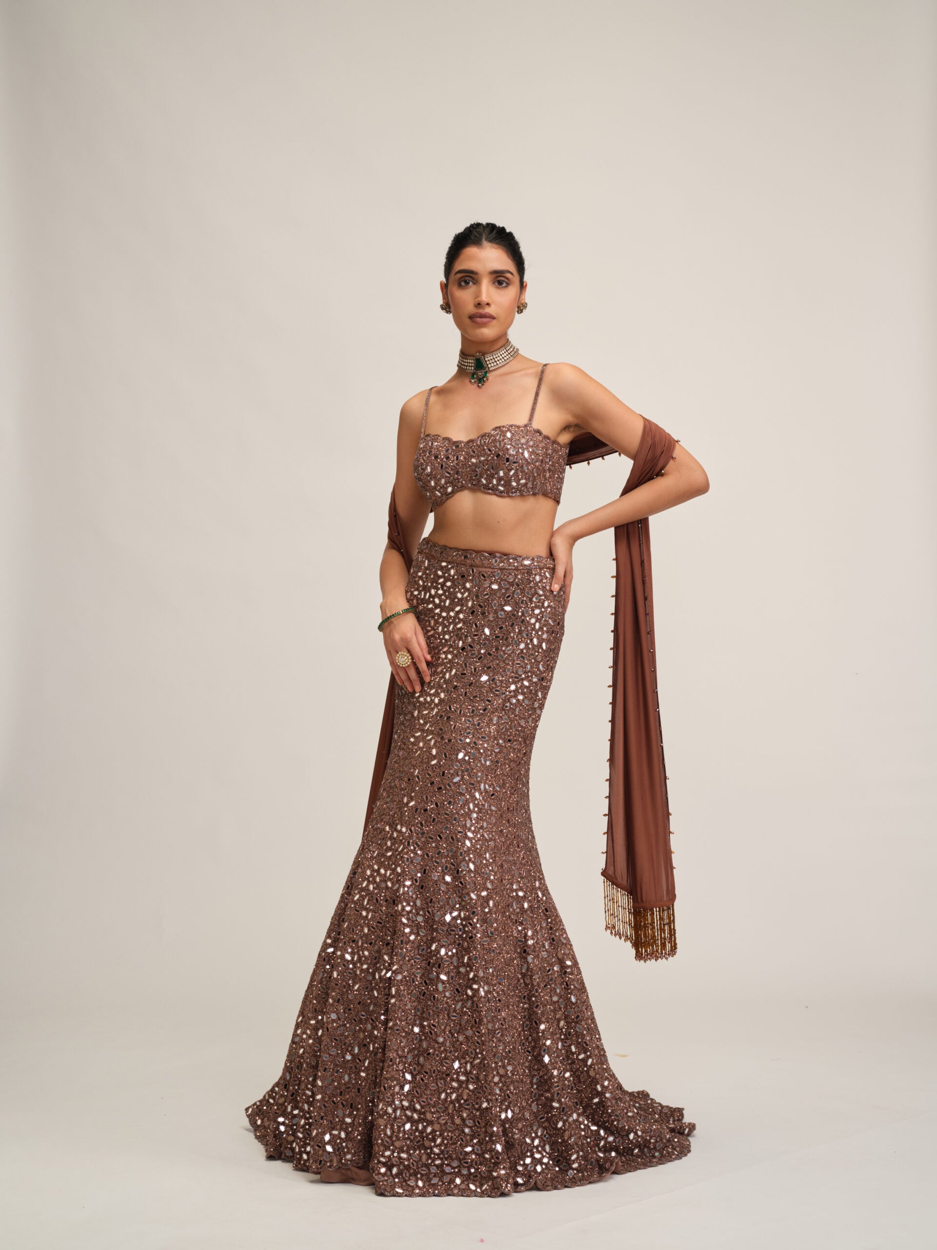 Deep Beige Fishcut Lehenga Set 3