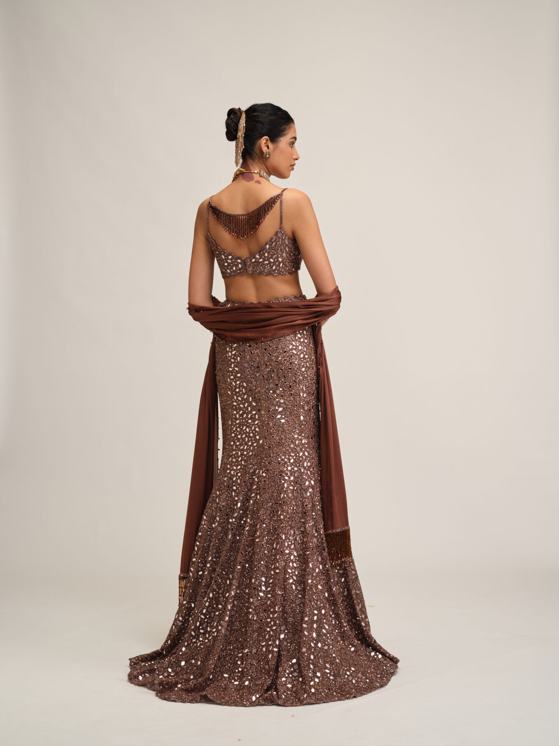 Deep Beige Fishcut Lehenga Set 4