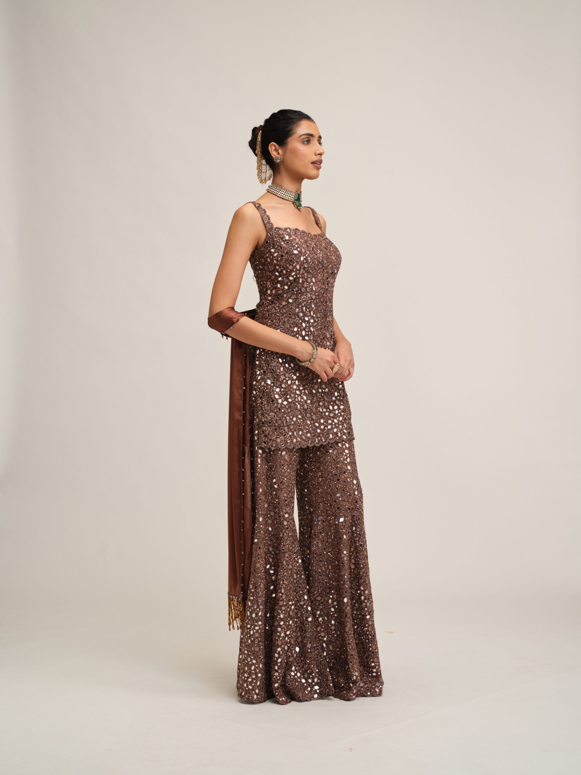Deep Beige Kurta Sharara Set 4