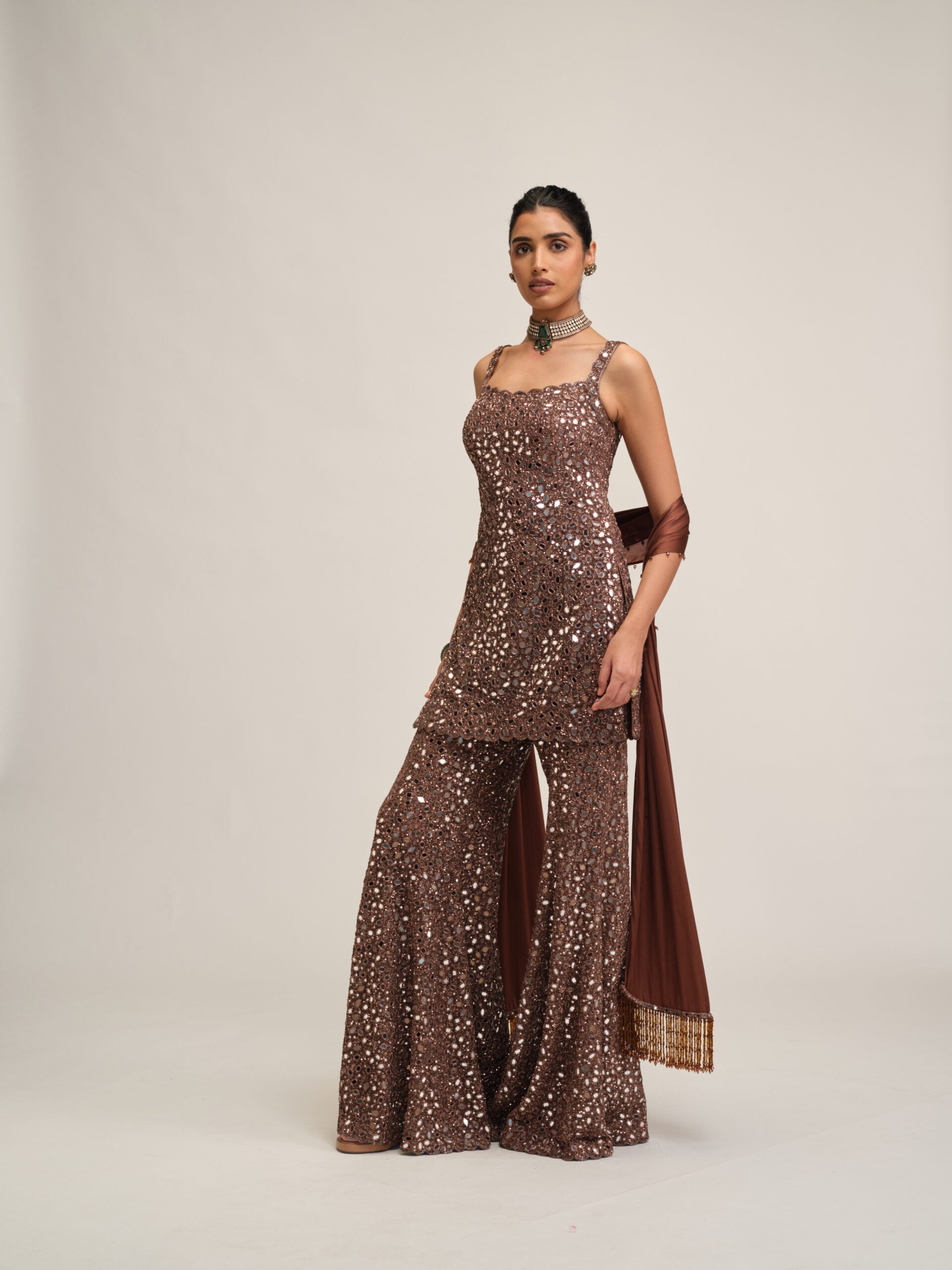 Deep Beige Kurta Sharara Set 3