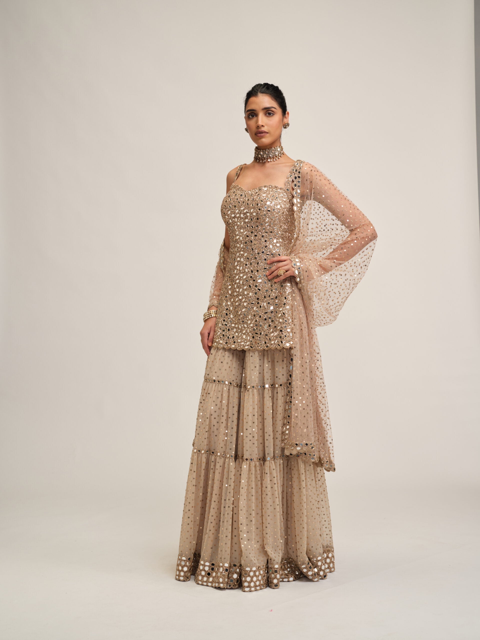 Light Beige Kurta Sharara Set 4