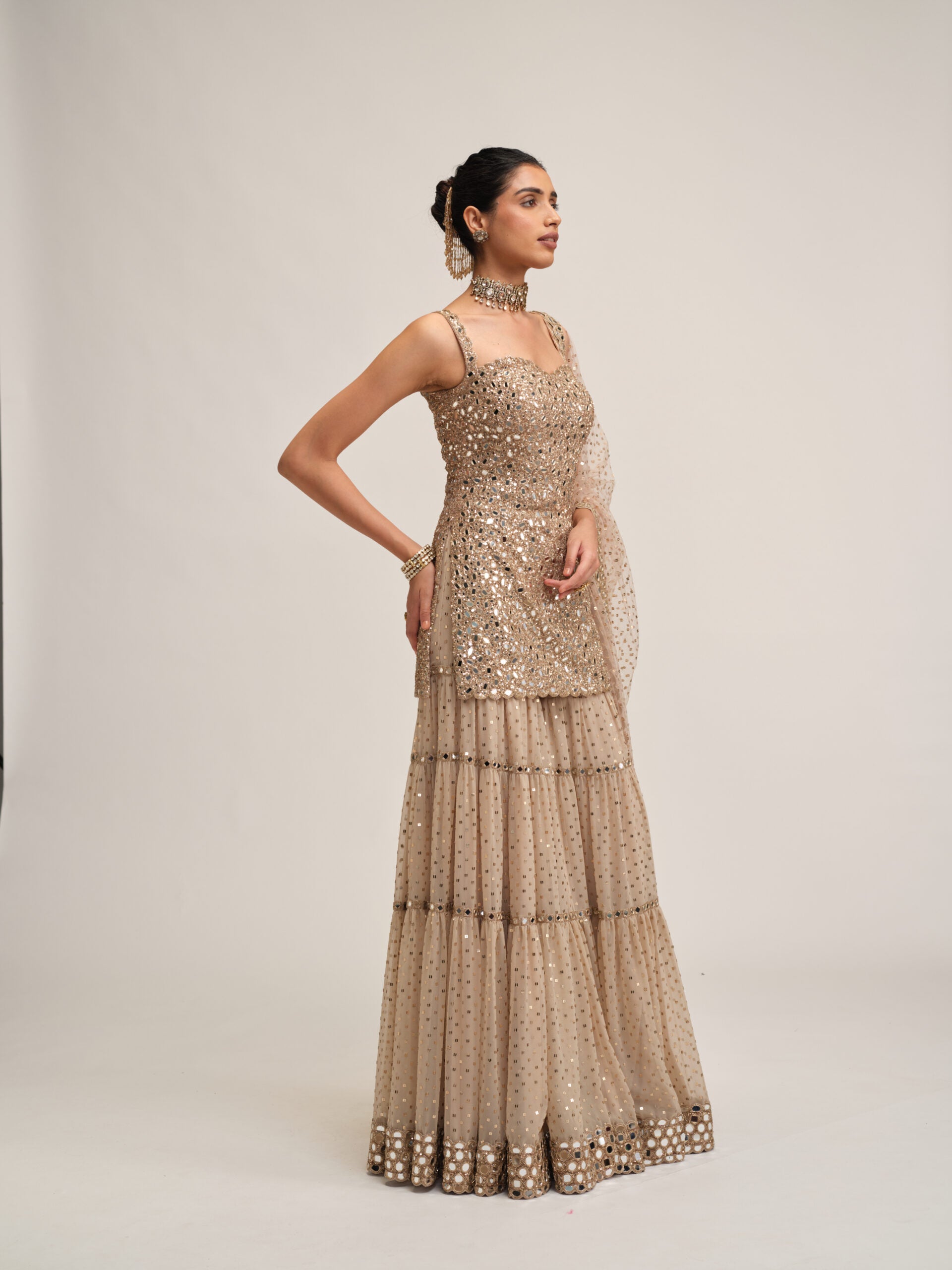 Light Beige Kurta Sharara Set 5