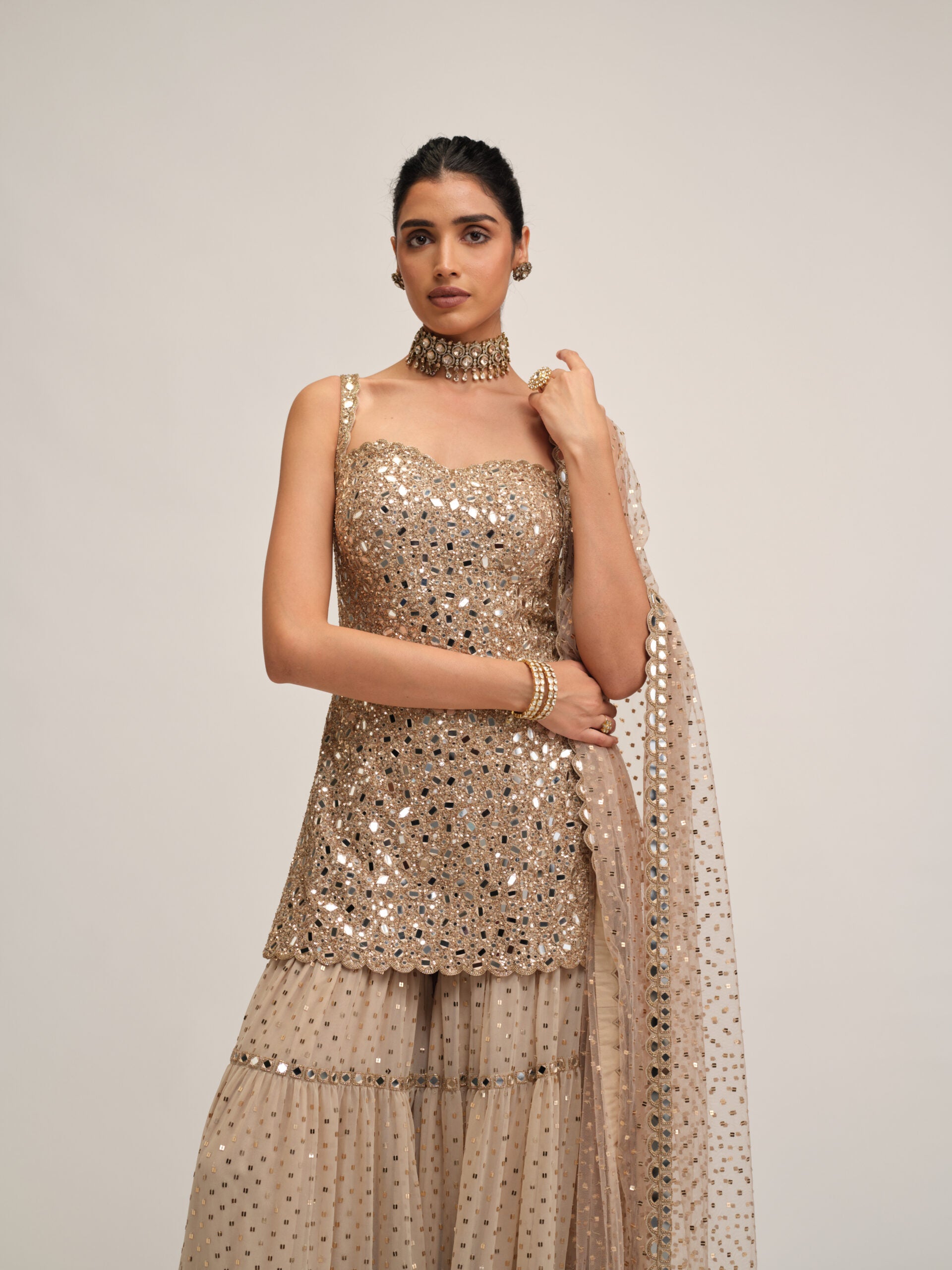 Light Beige Kurta Sharara Set 2
