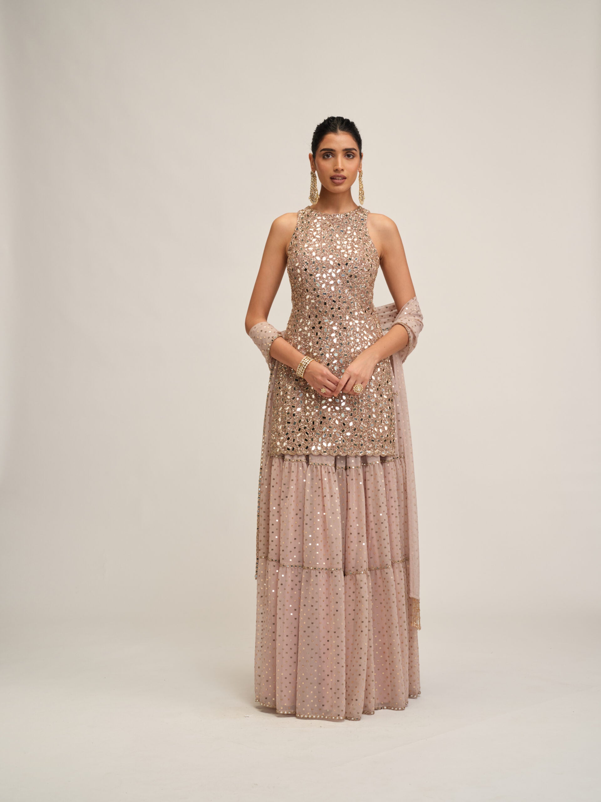 Ash Pink Kurta Sharara Set 1