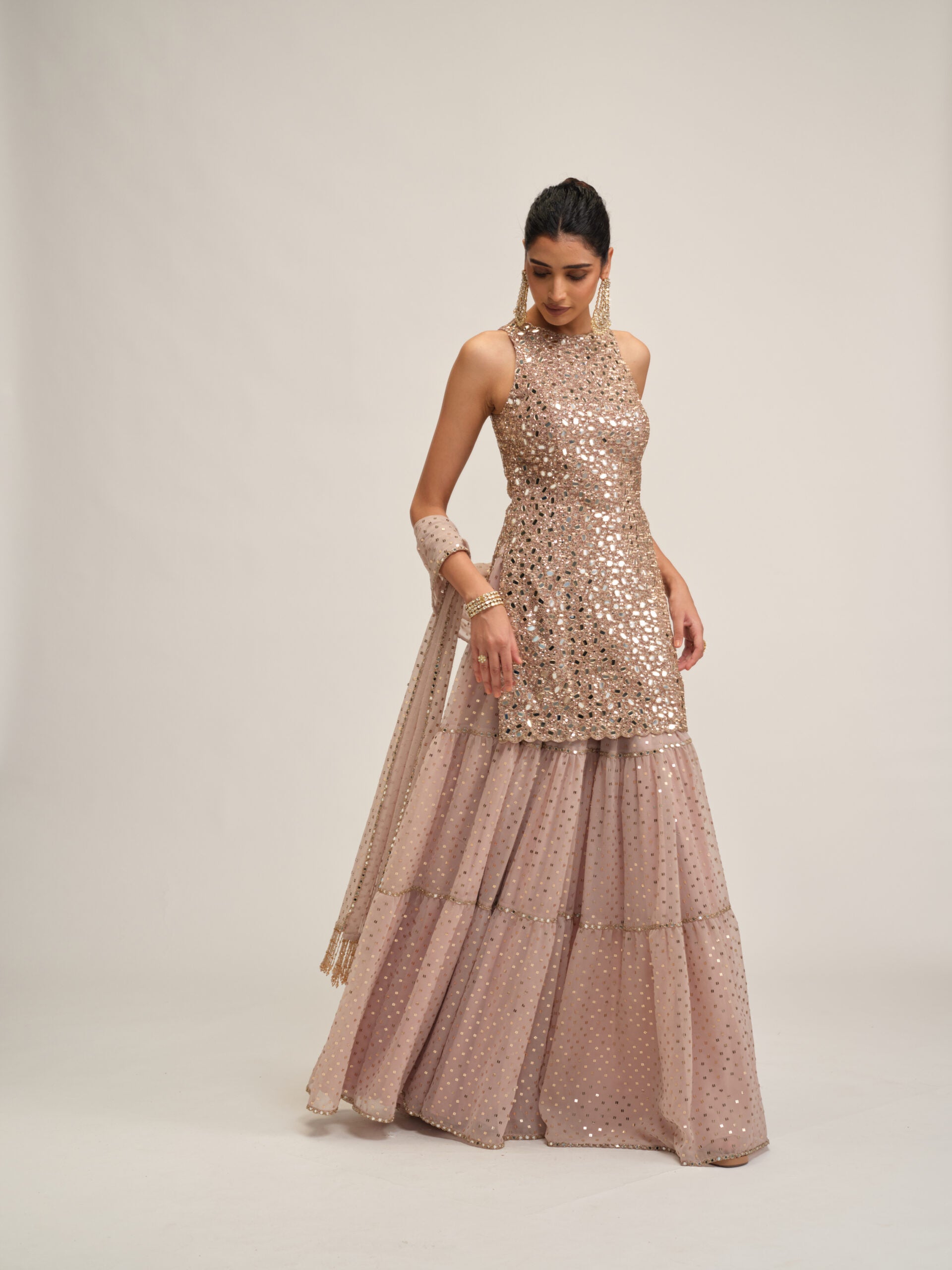 Ash Pink Kurta Sharara Set 4