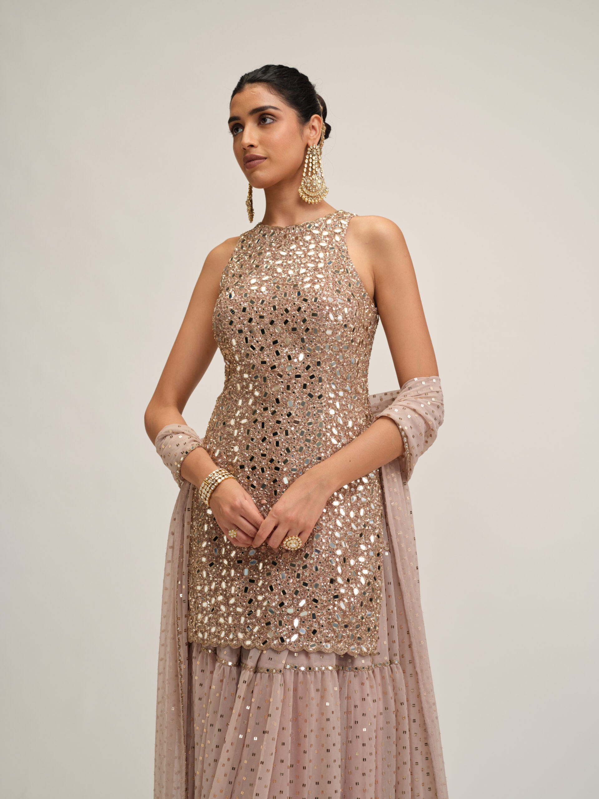 Ash Pink Kurta Sharara Set 3