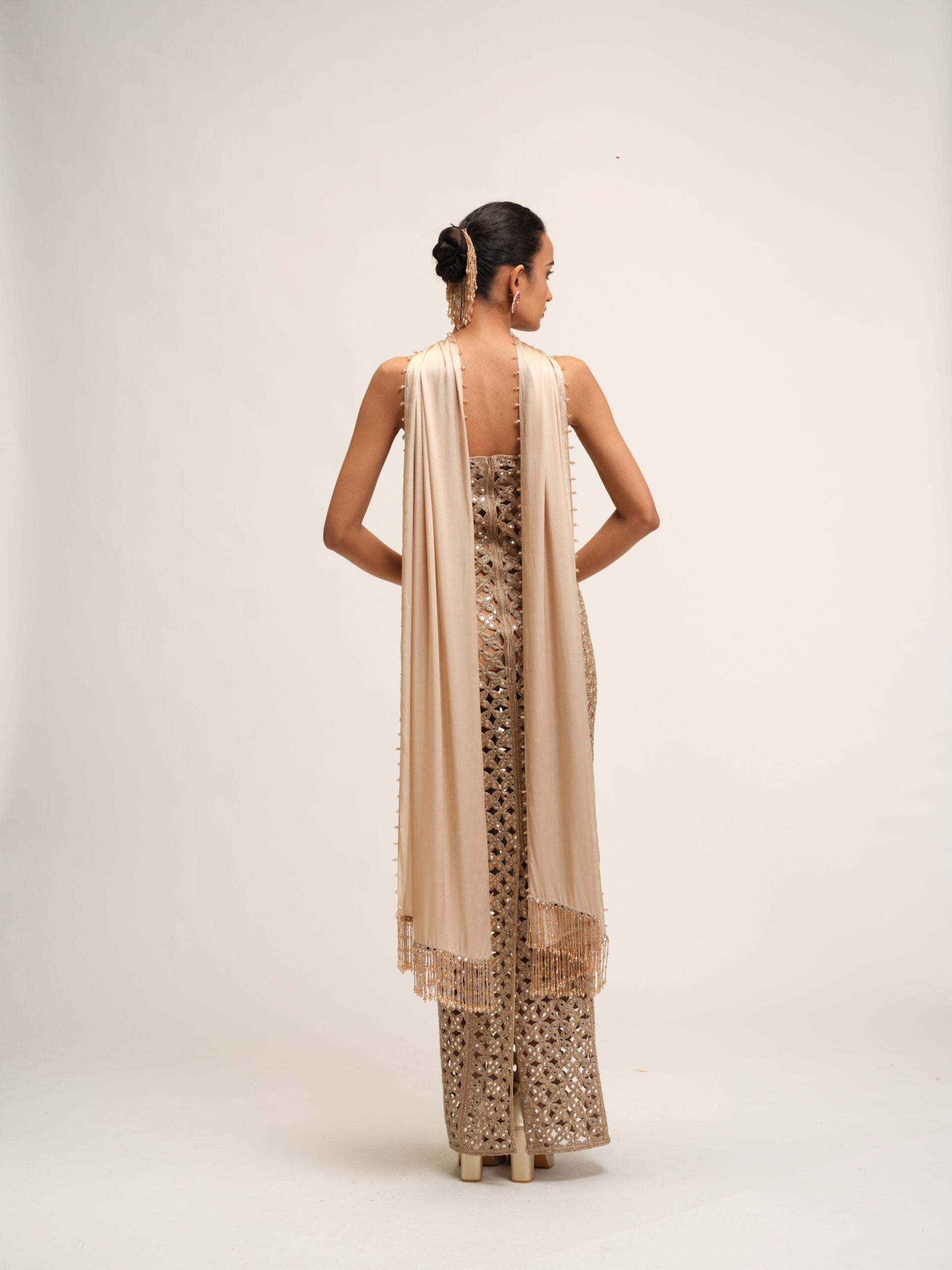 Light Beige Cutwork Dress Set 5