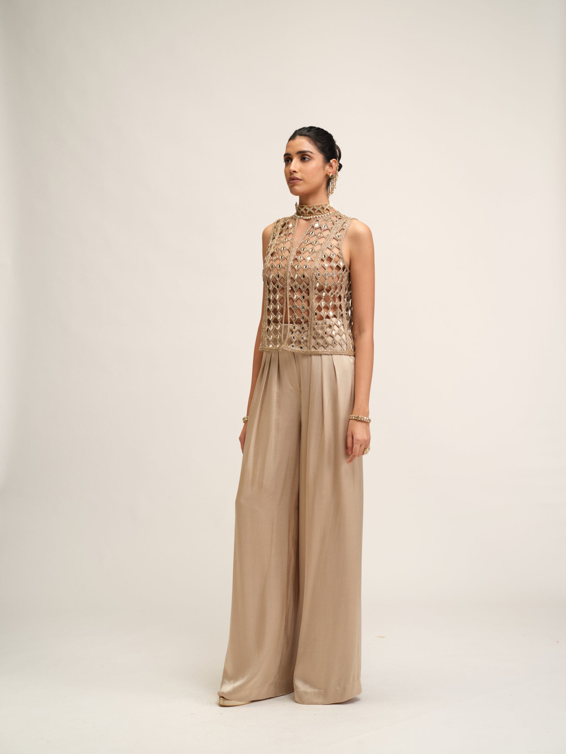 Light Beige Cutwork Jacket Set 3