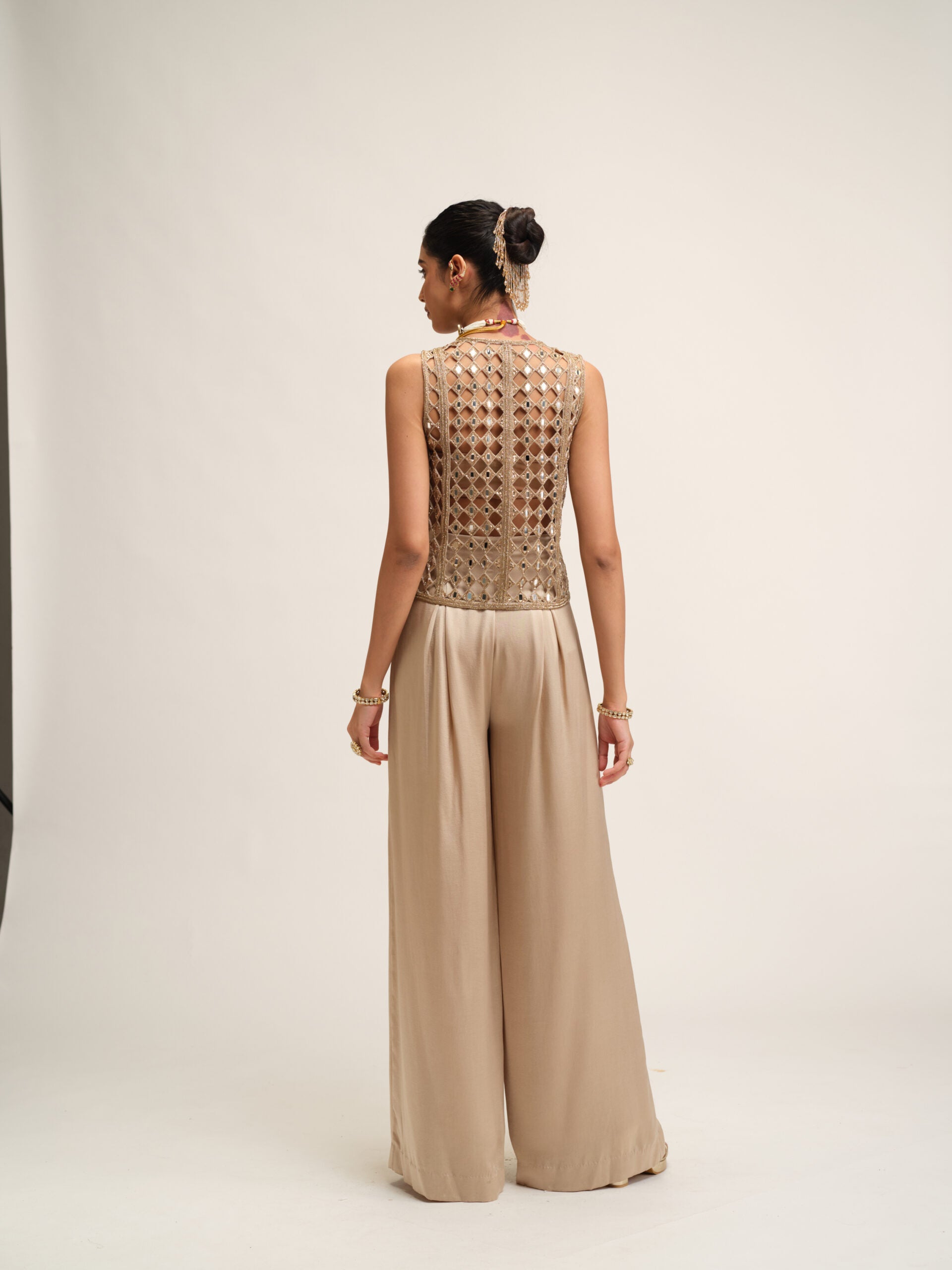 Light Beige Cutwork Jacket Set 5
