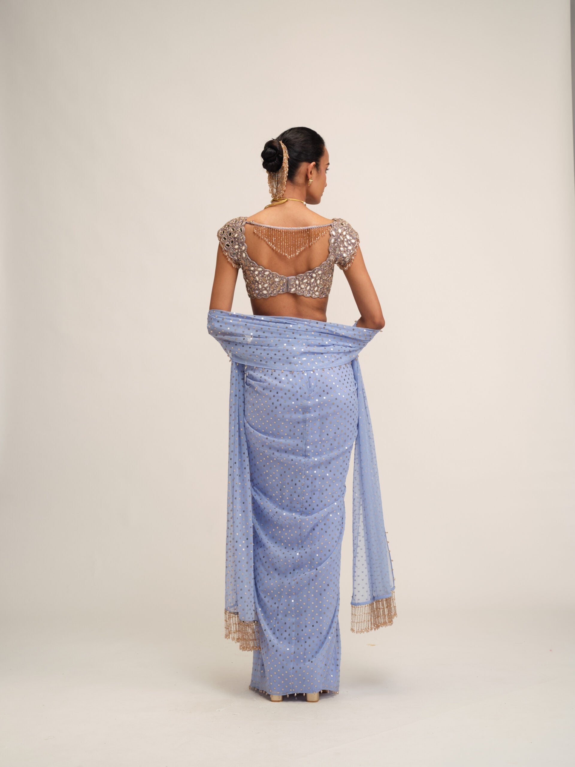 Dew Blue Draped Skirt Set 5