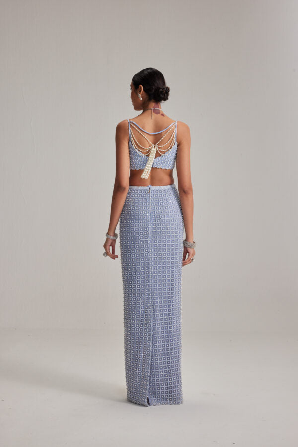 Dew Blue Pencil Skirt Set