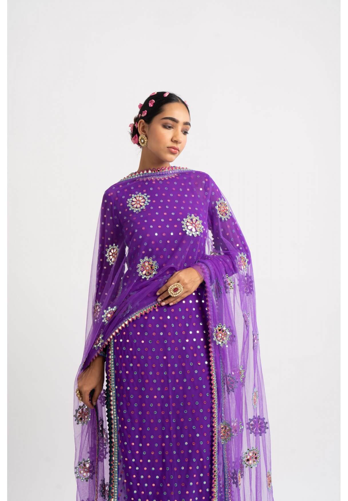 Purple Multi Polka Pant Kurta Set