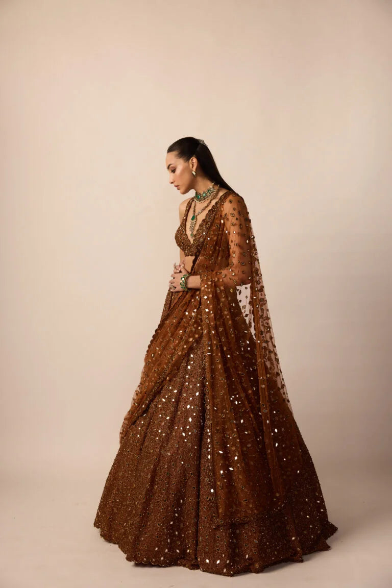 Metallic Copper Lehenga Set - Ready to Ship