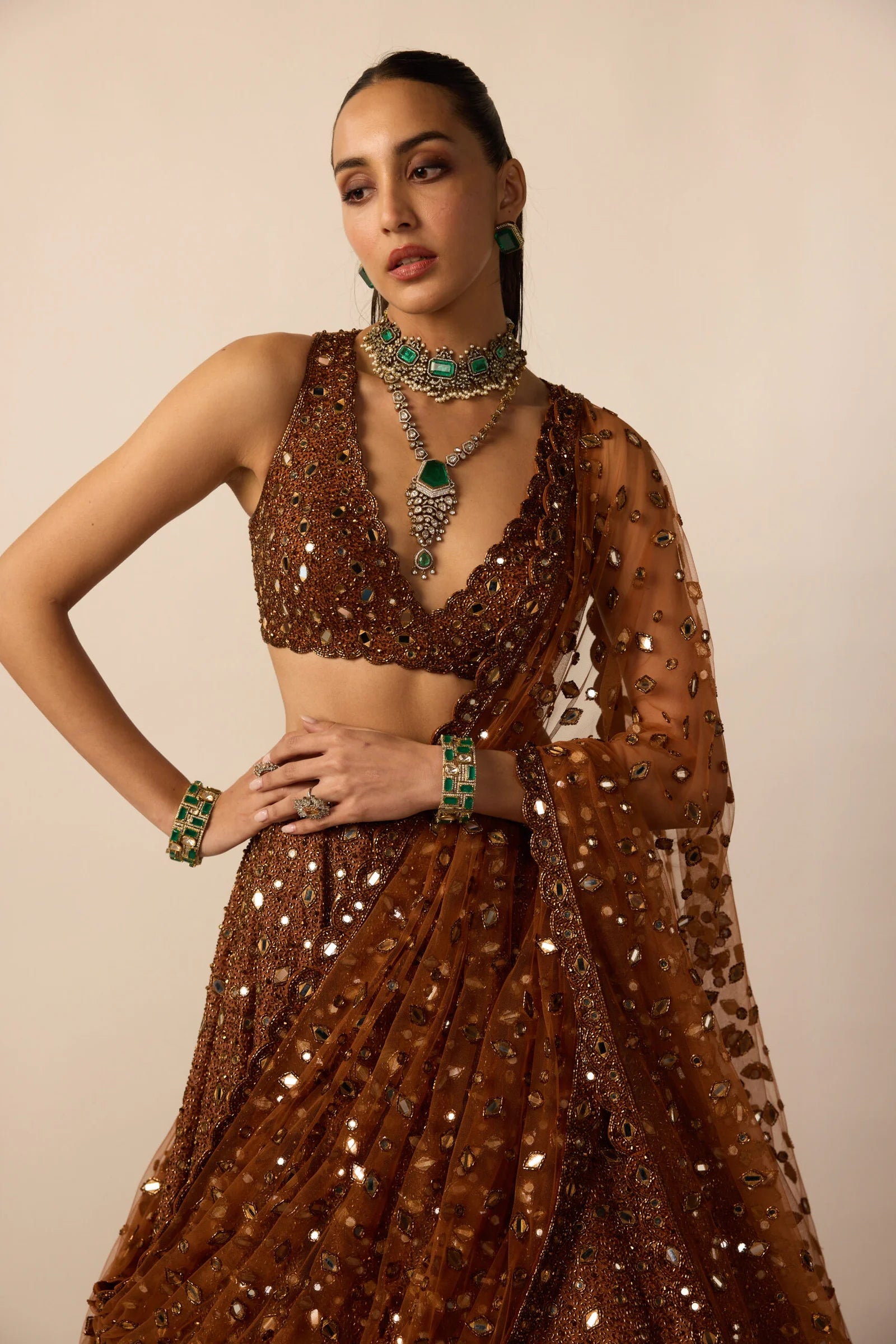 Metallic Copper Lehenga Set - Ready to Ship