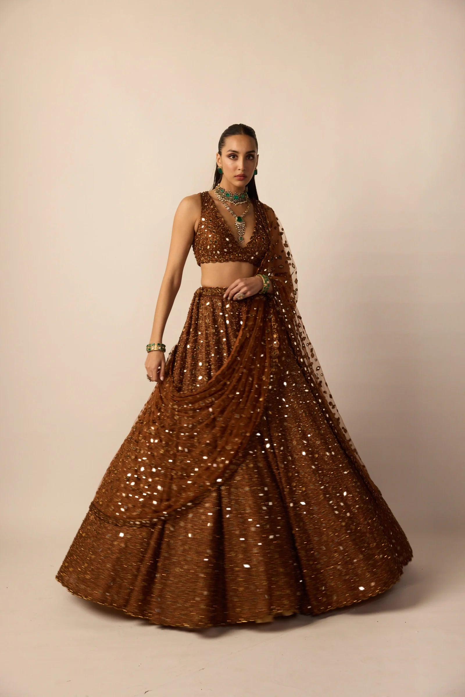 Metallic Copper Lehenga Set - Ready to Ship