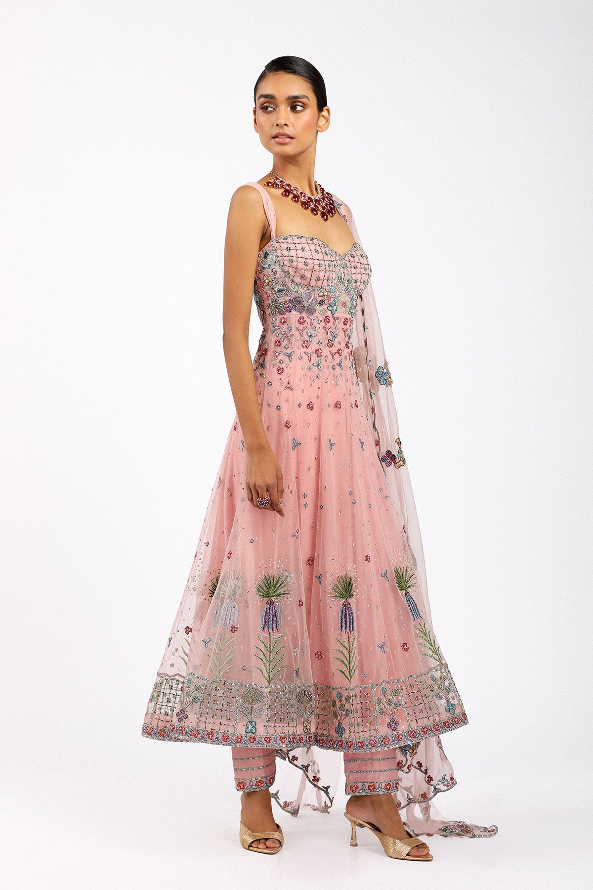 Peonisse - Baby Pink Tulle Anarkali